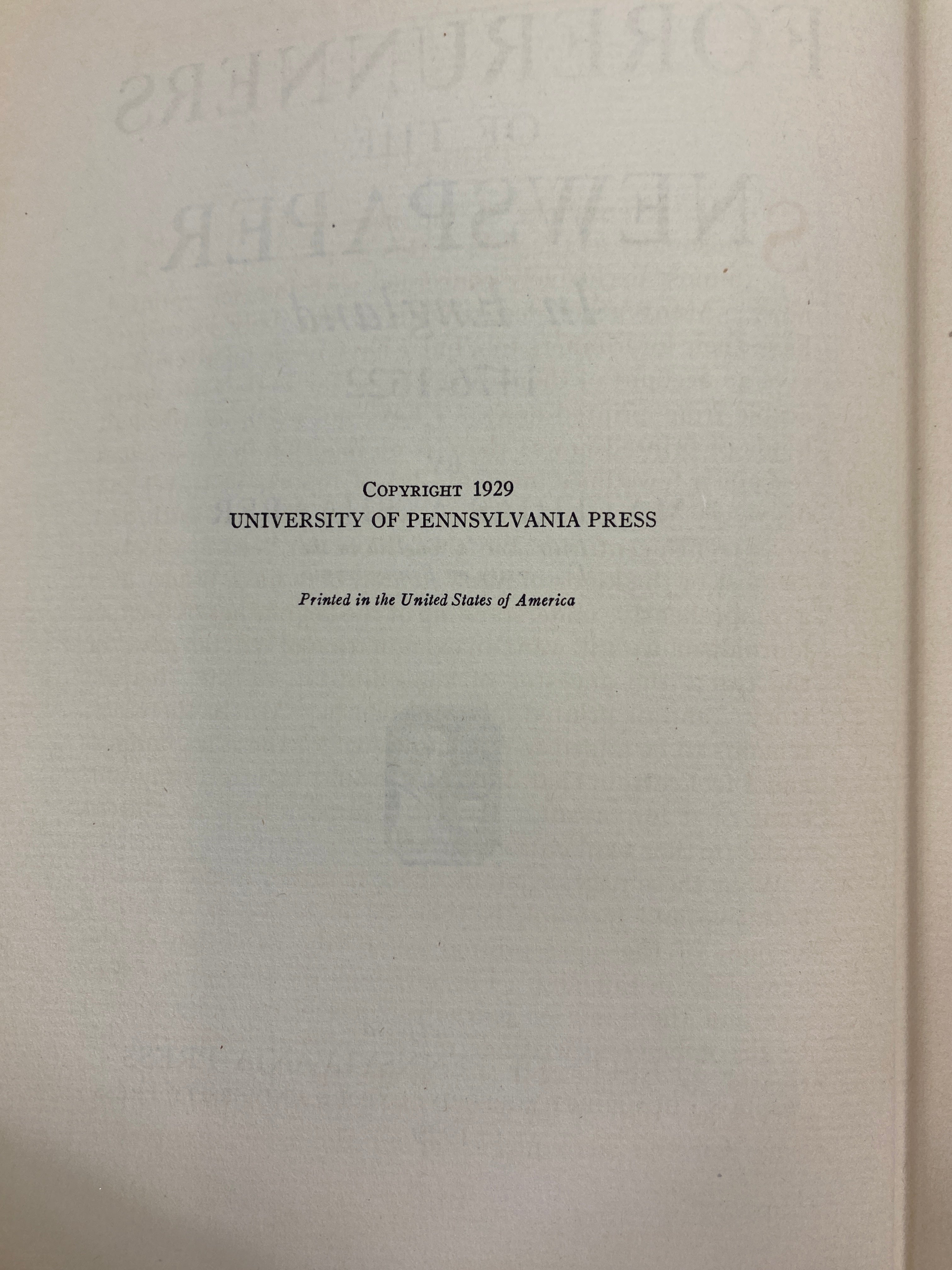 Some Forerunners of the Newspaper in England 1476-1622 by Shaaber Ex-Library HC