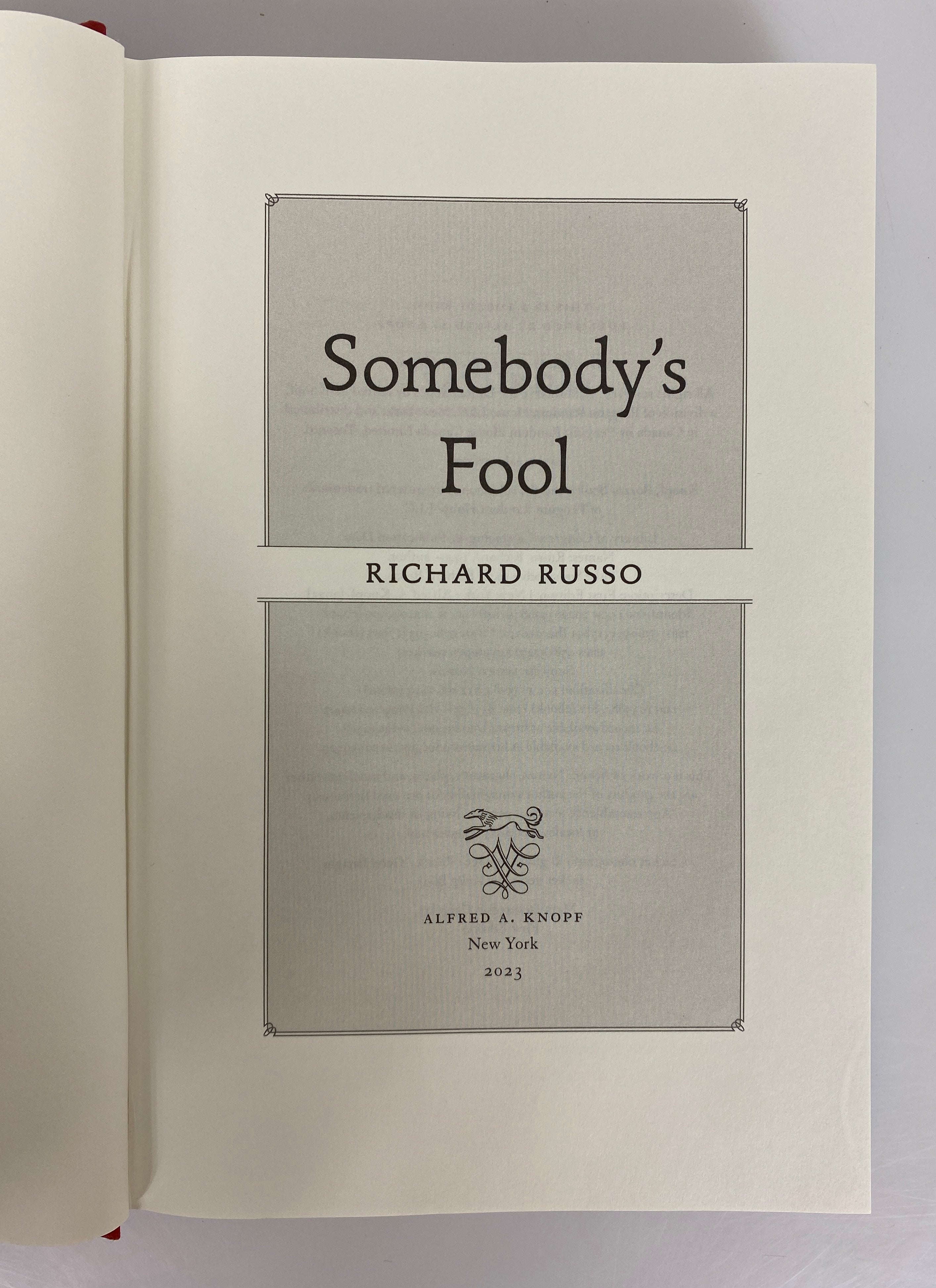 Somebody's Fool by Richard Russo 2023 Signed First Edition HC DJ