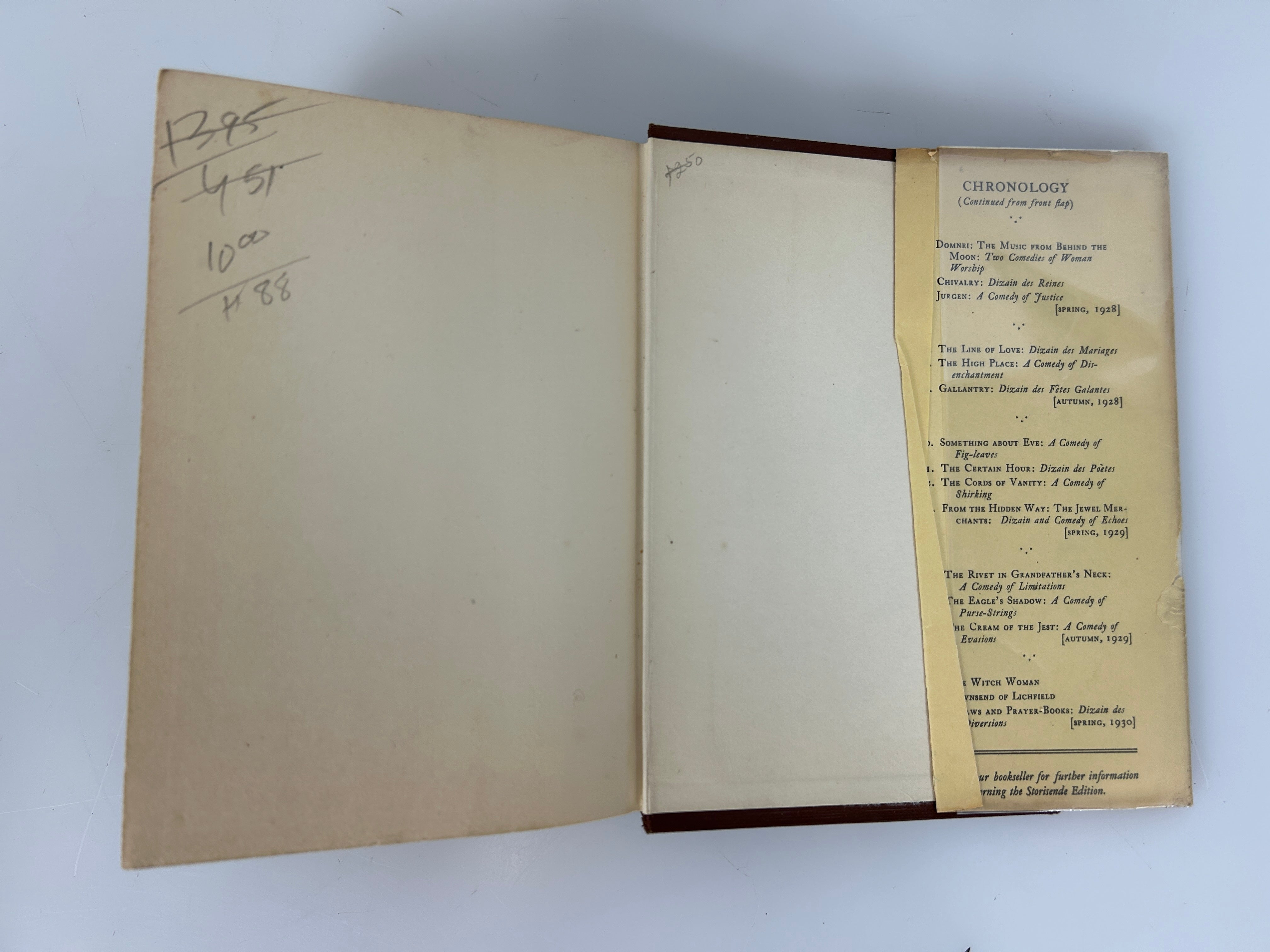 Something About Eve A Comedy of Fig Leaves by Cabell 1927 1st Ed 4th Print HCDJ