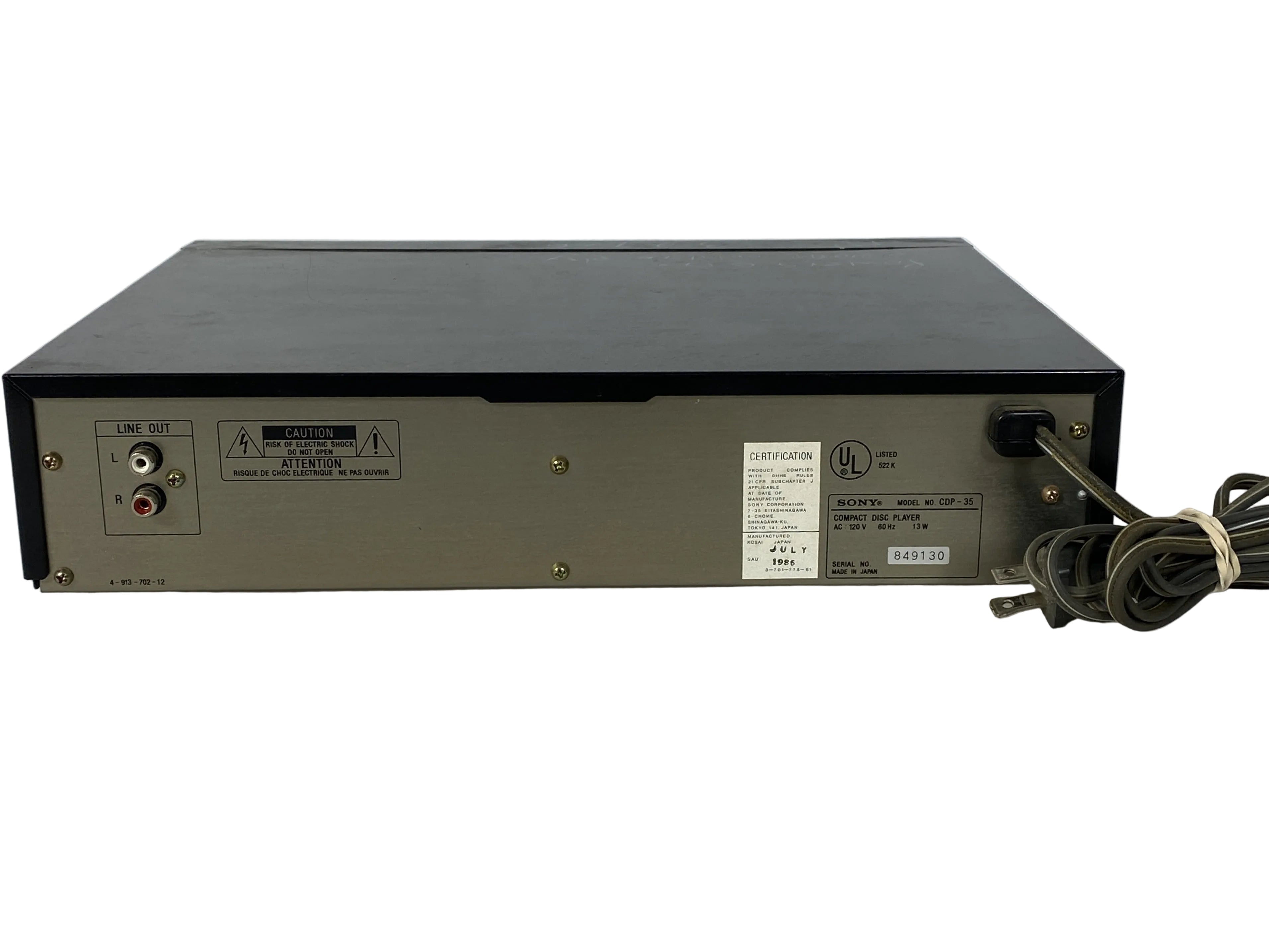 Sony CDP-35 Compact Disc Player *For Parts Only*