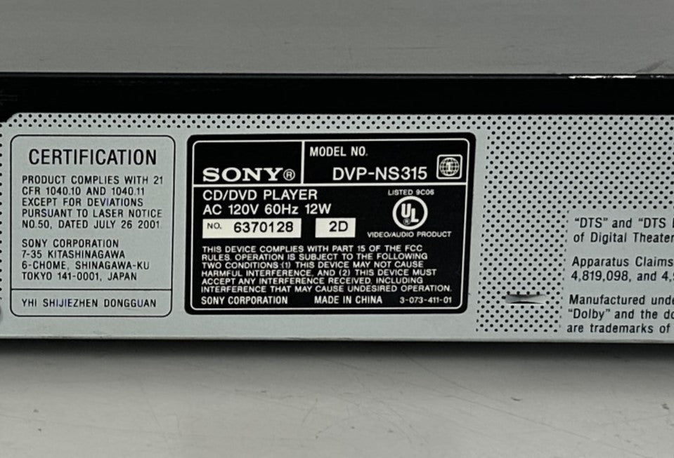 Sony DVP-NS315 DVD Player