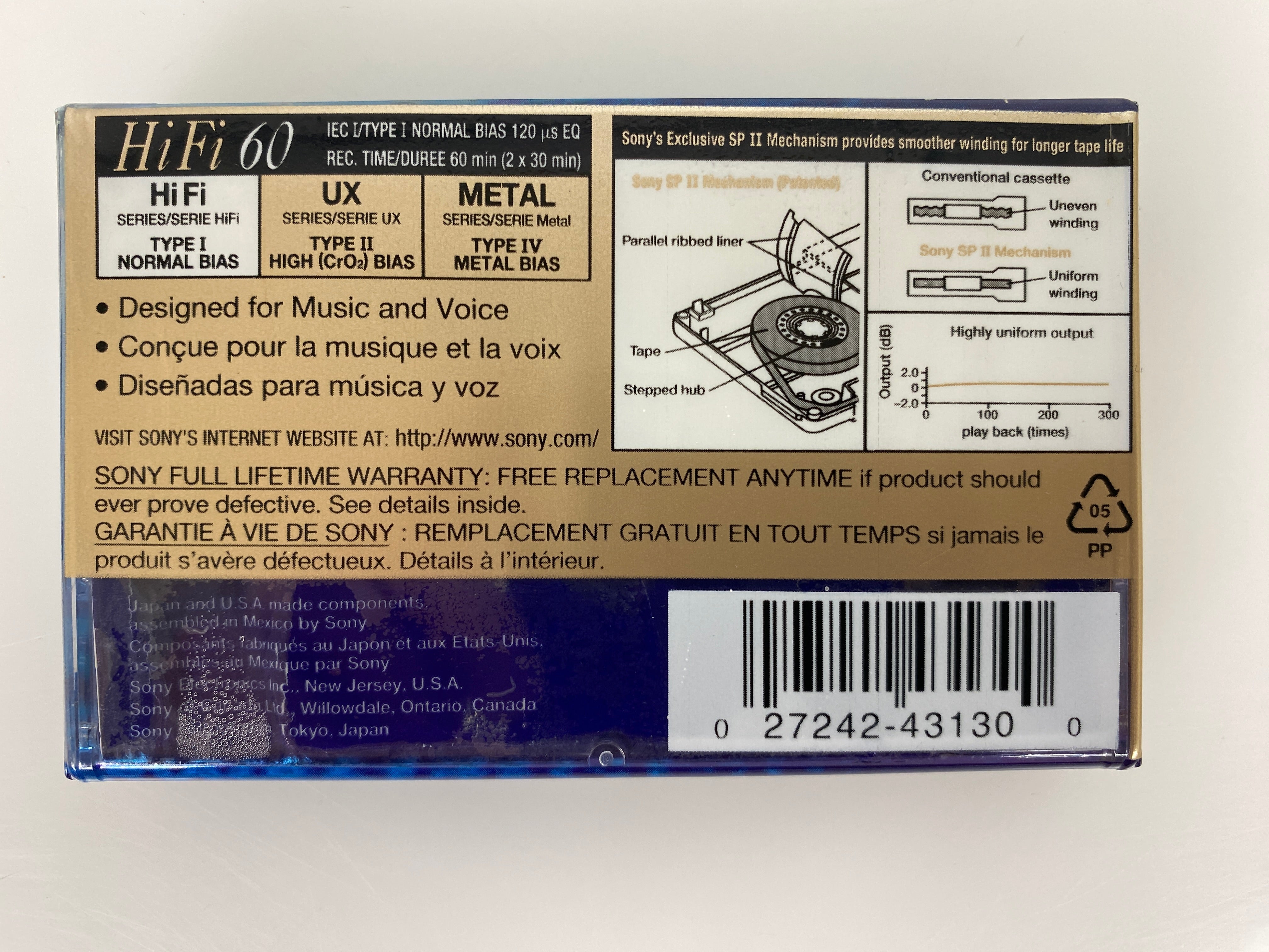 Sony HiFi Type I Normal Bias C-60HFB Audio Cassette Tape *New*