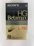 Sony L-750 HG Betamax Video Cassette *New*