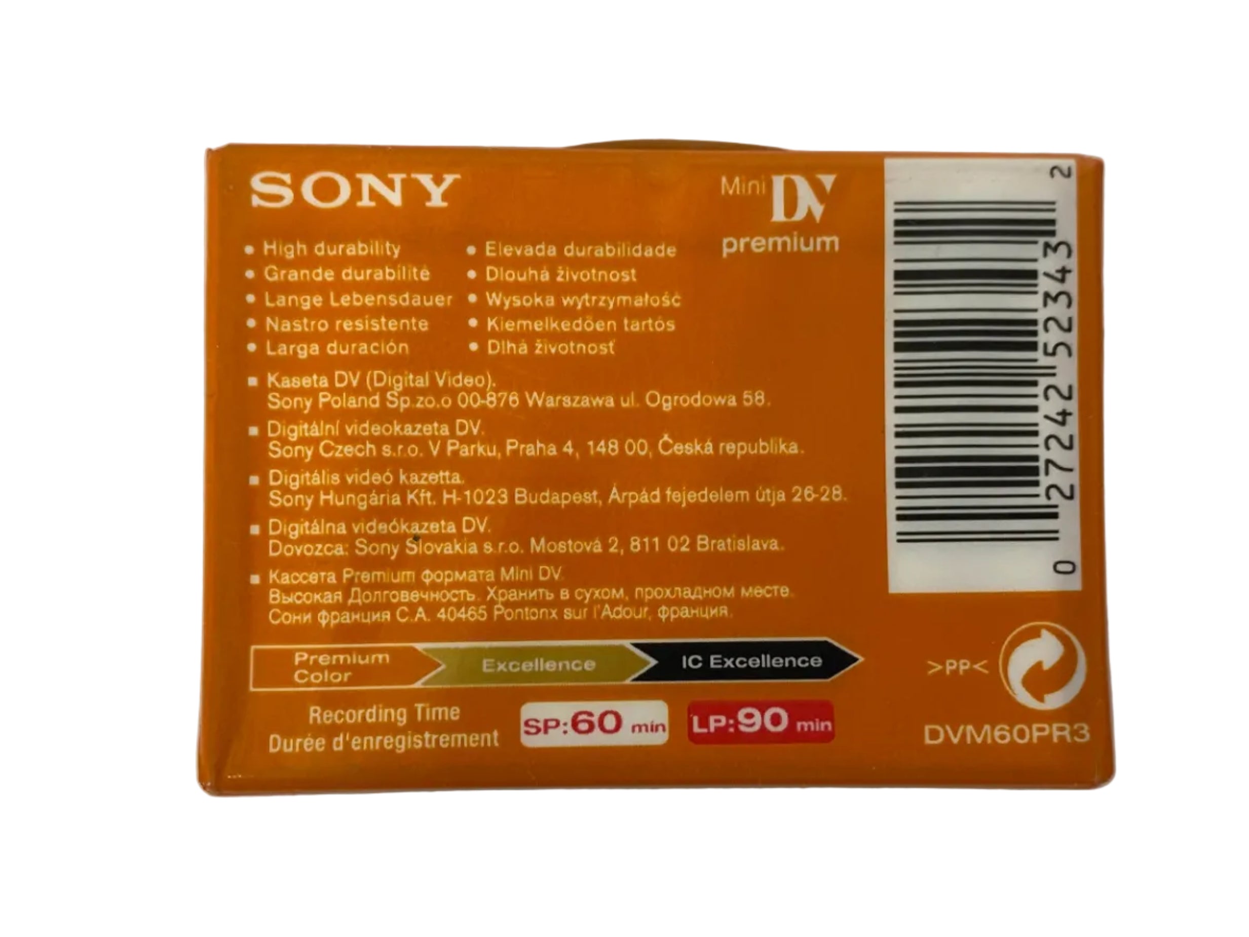 Sony MiniDV LP 90 Premium Digital Video Cassette 60 *NEW*