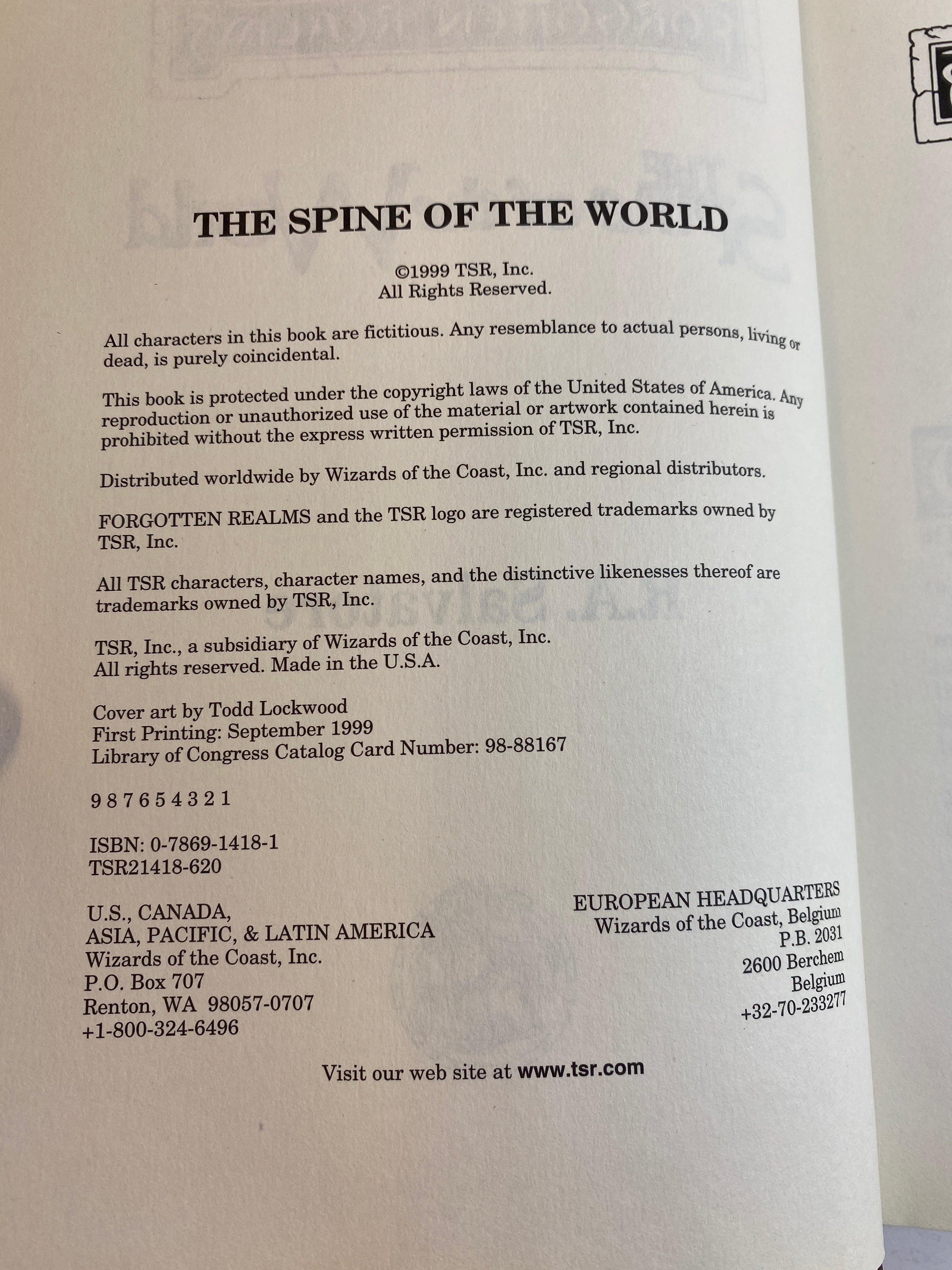 Spine of the World RA Salvatore Forgotten Realms HCDJ 1999 *First Edition*