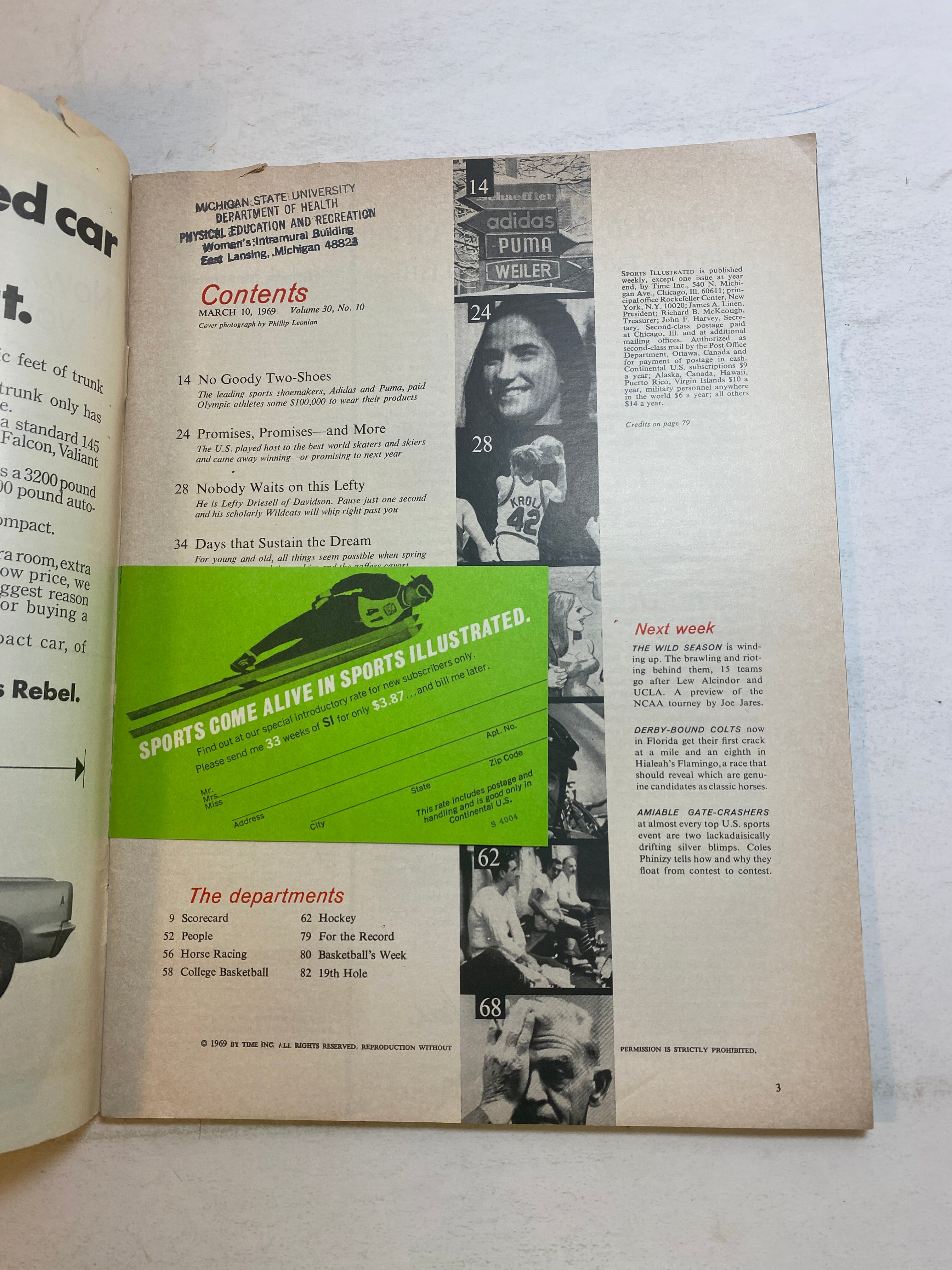 Sports Illustrated March 10, 1969 Amateur Track Scandal
