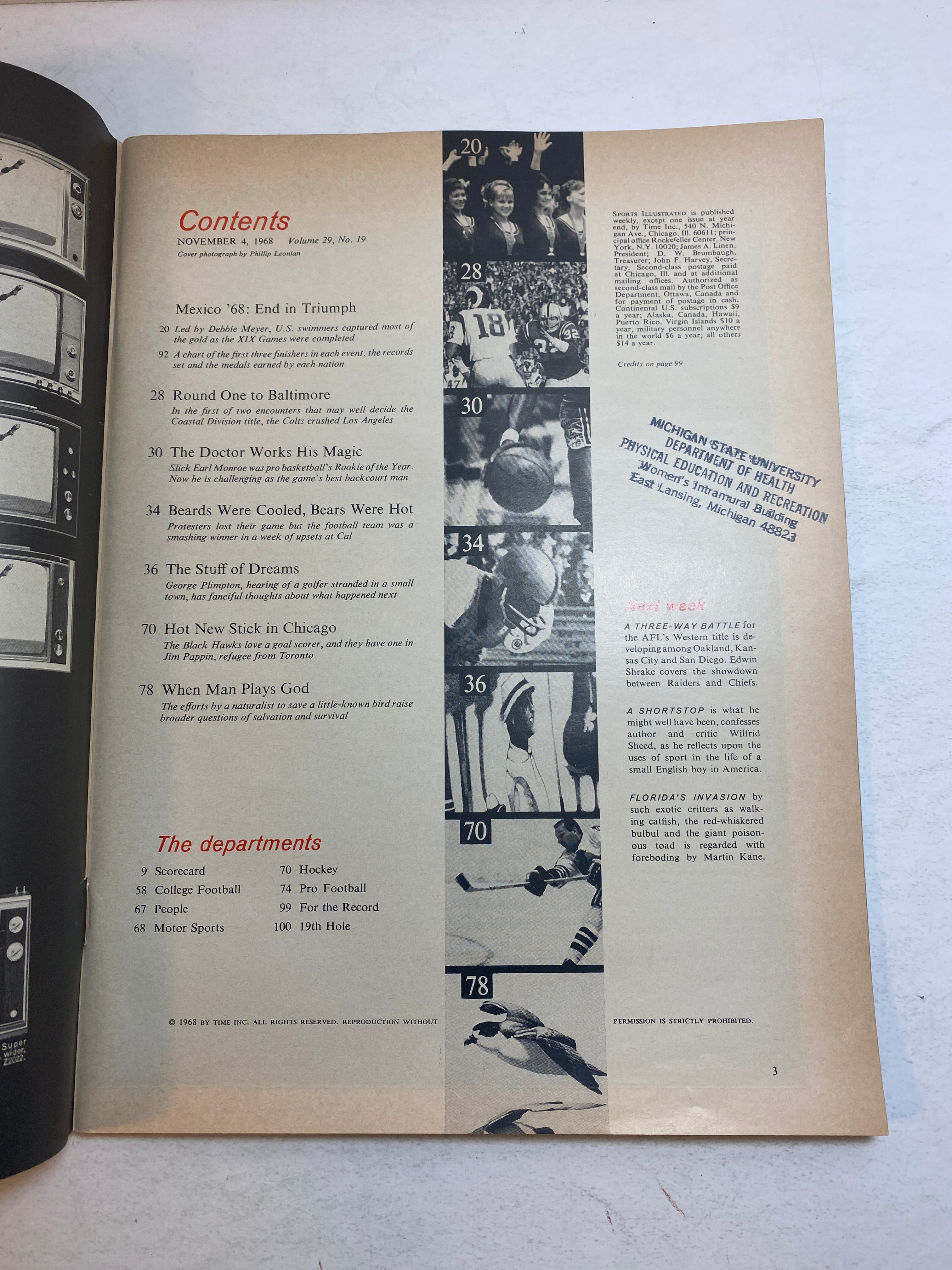 Sports Illustrated November 4 1968 Earl "The Pearl" Monroe