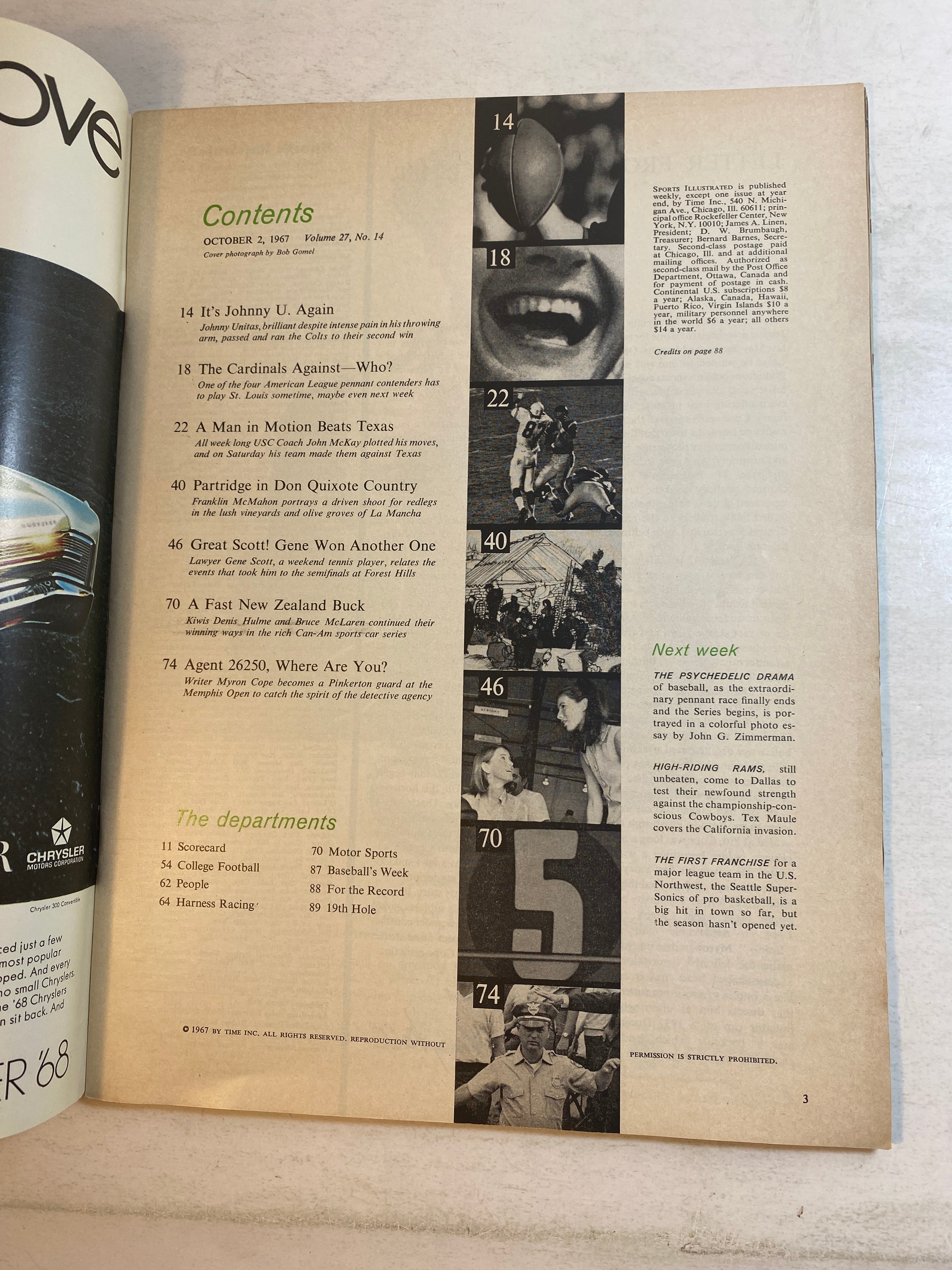 Sports Illustrated October 2, 1967 Texas VS USC Football