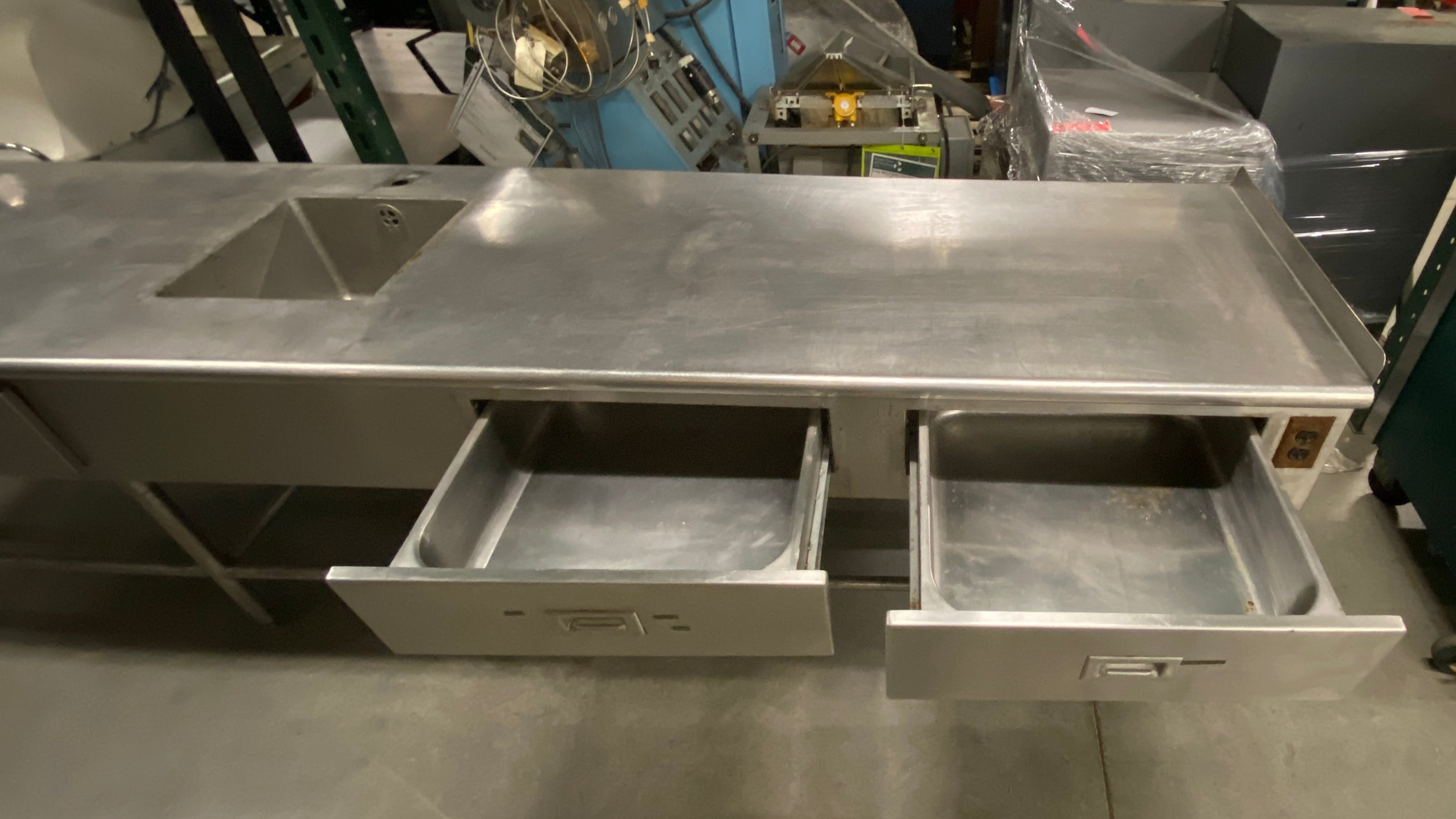Stainless Steel 4 Drawer Prep Table w/ Sink Well