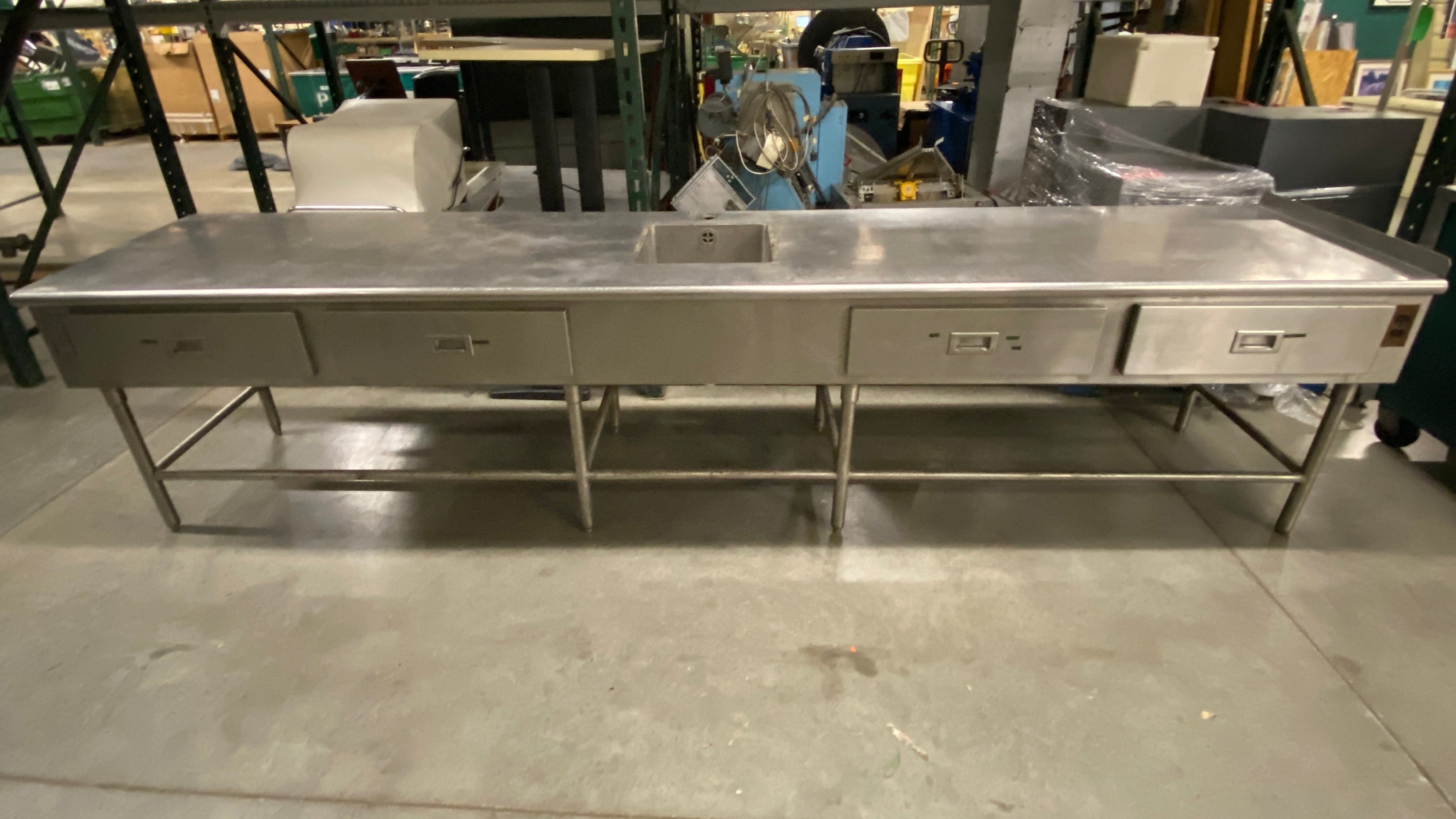 Stainless Steel 4 Drawer Prep Table w/ Sink Well