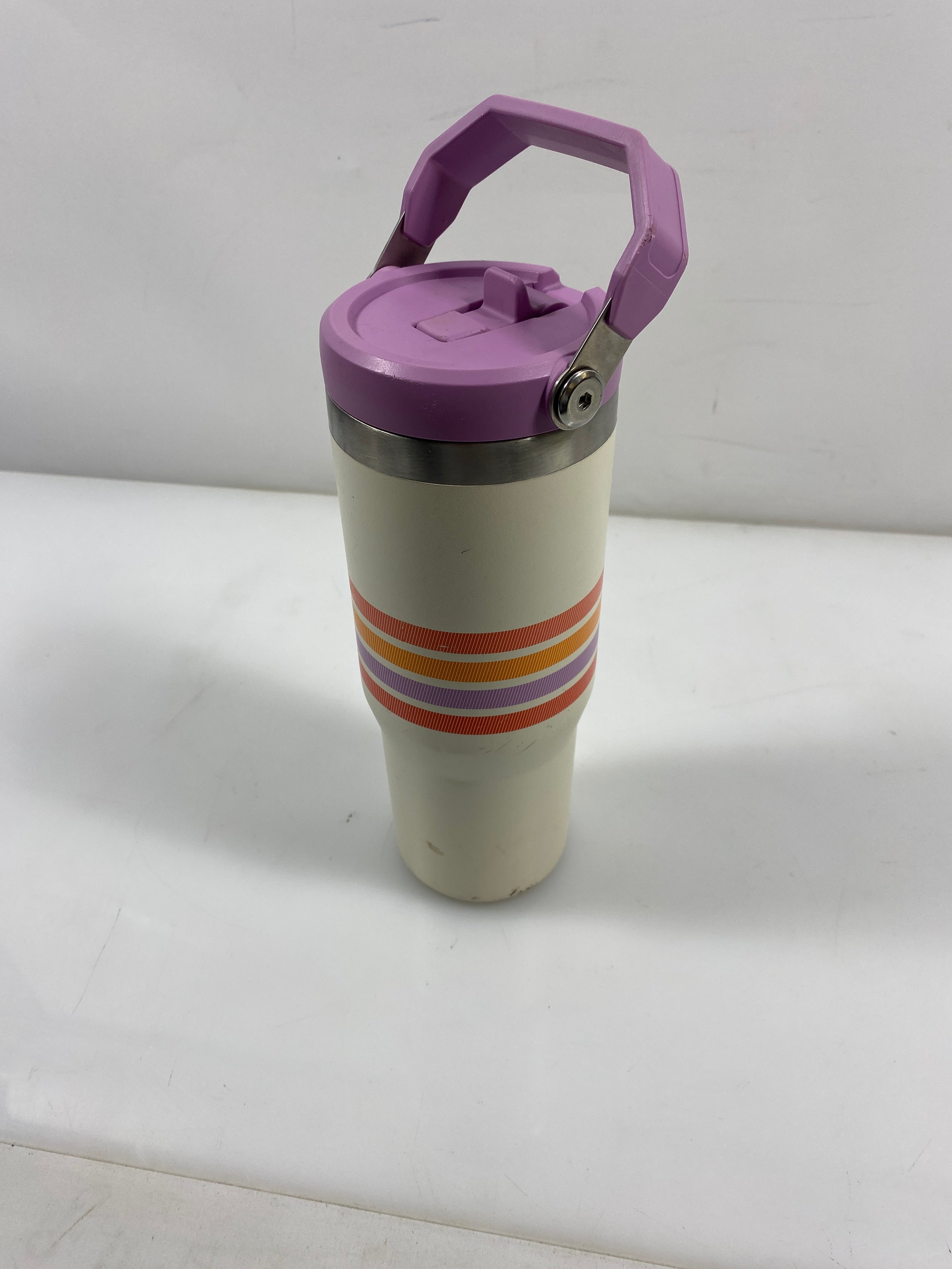 Stanley White and Colored Striped IceFlow Flip Straw Tumbler 30 oz