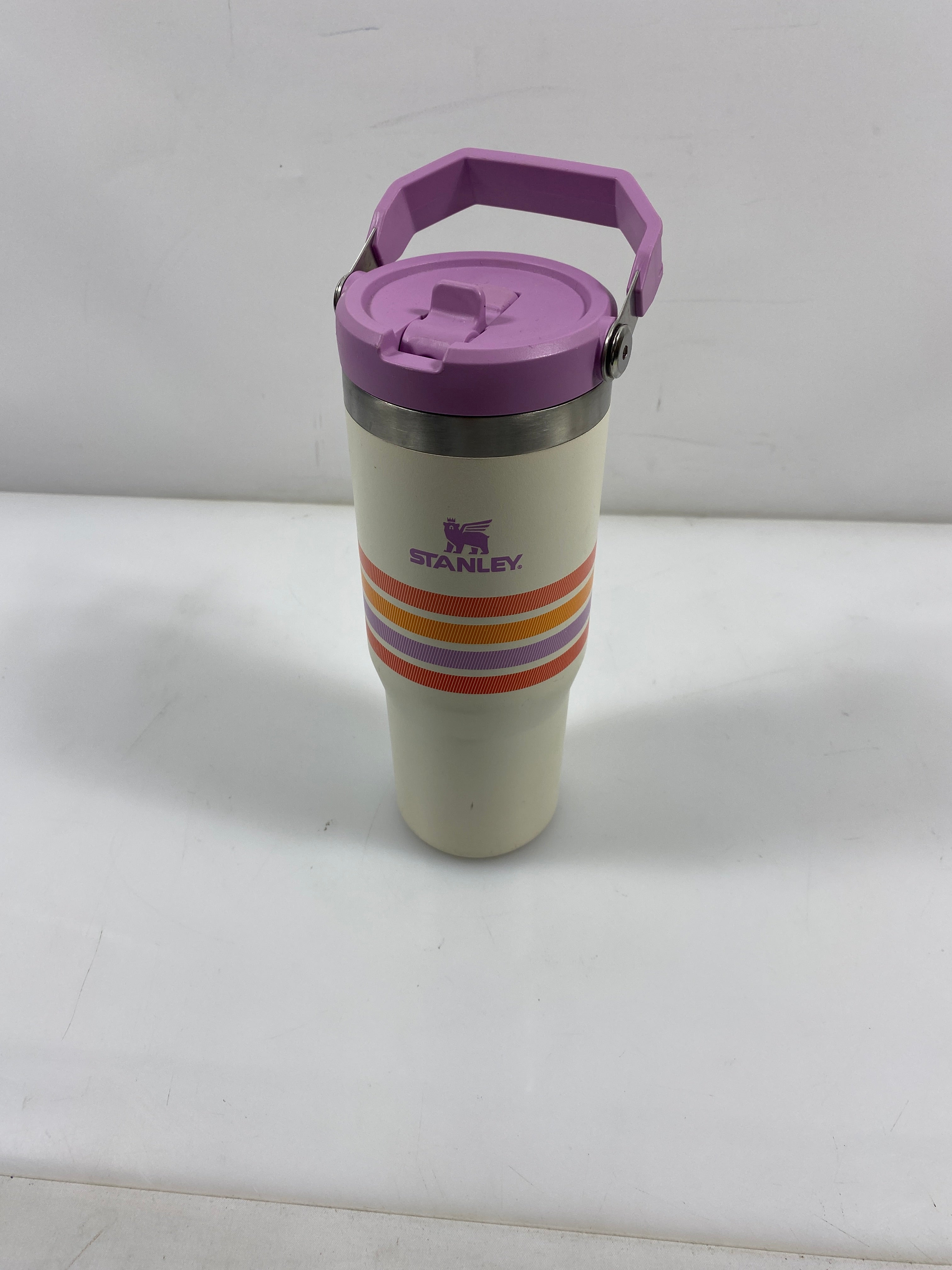 Stanley White and Colored Striped IceFlow Flip Straw Tumbler 30 oz