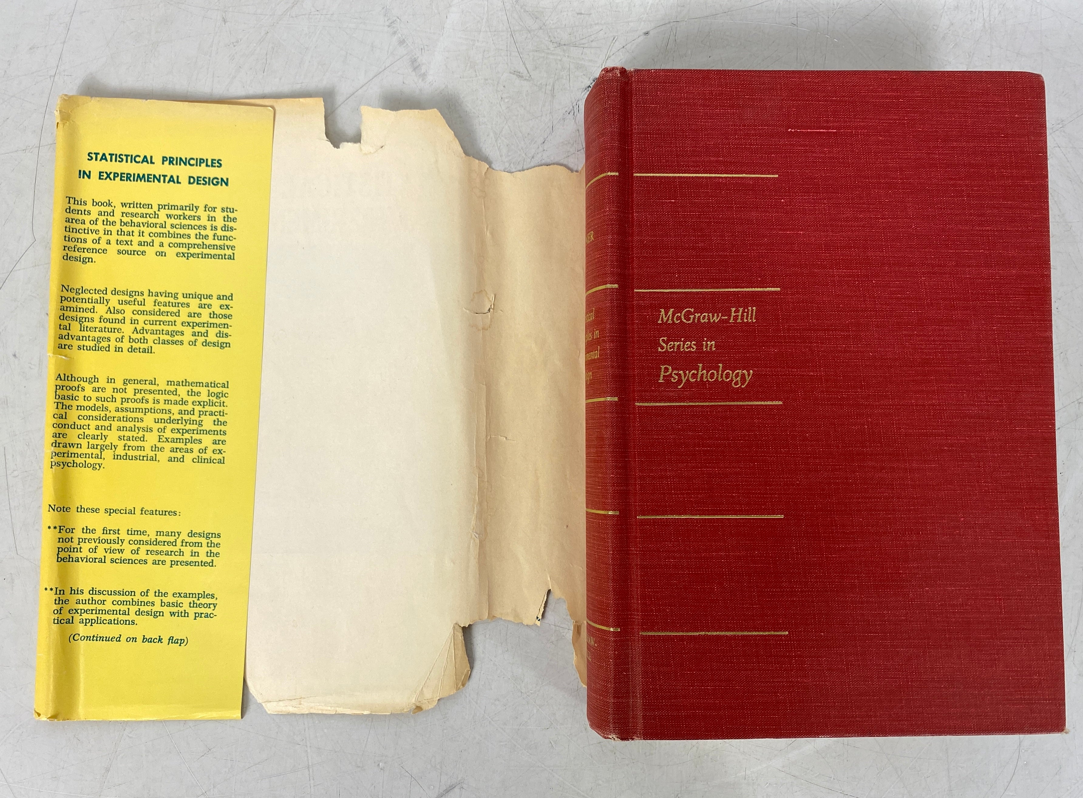 Statistical Principles in Experimental Design by B.J. Winer 1962 HC DJ