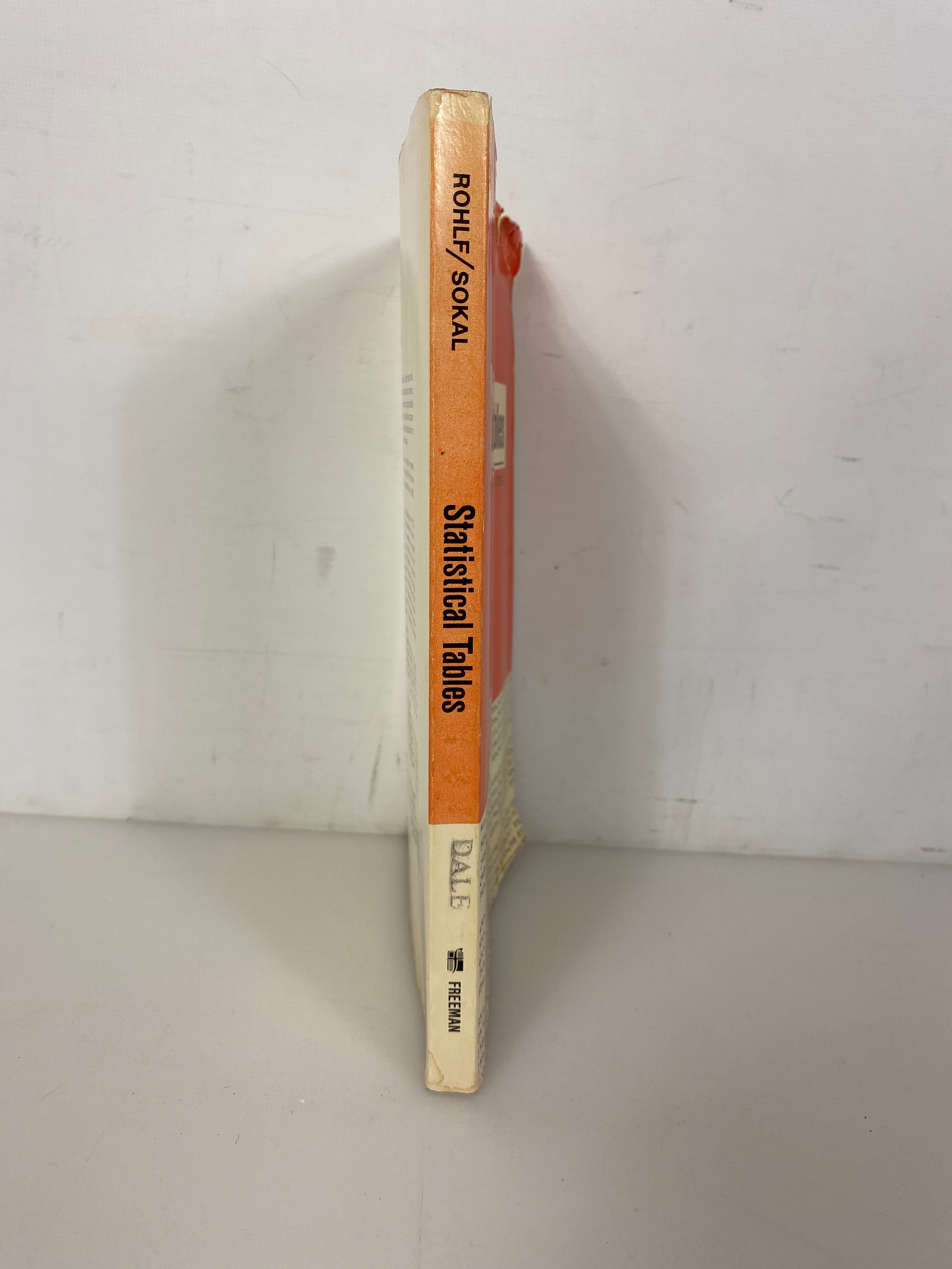 Statistical Tables by Rohlf/Sokal 1969 Vintage SC