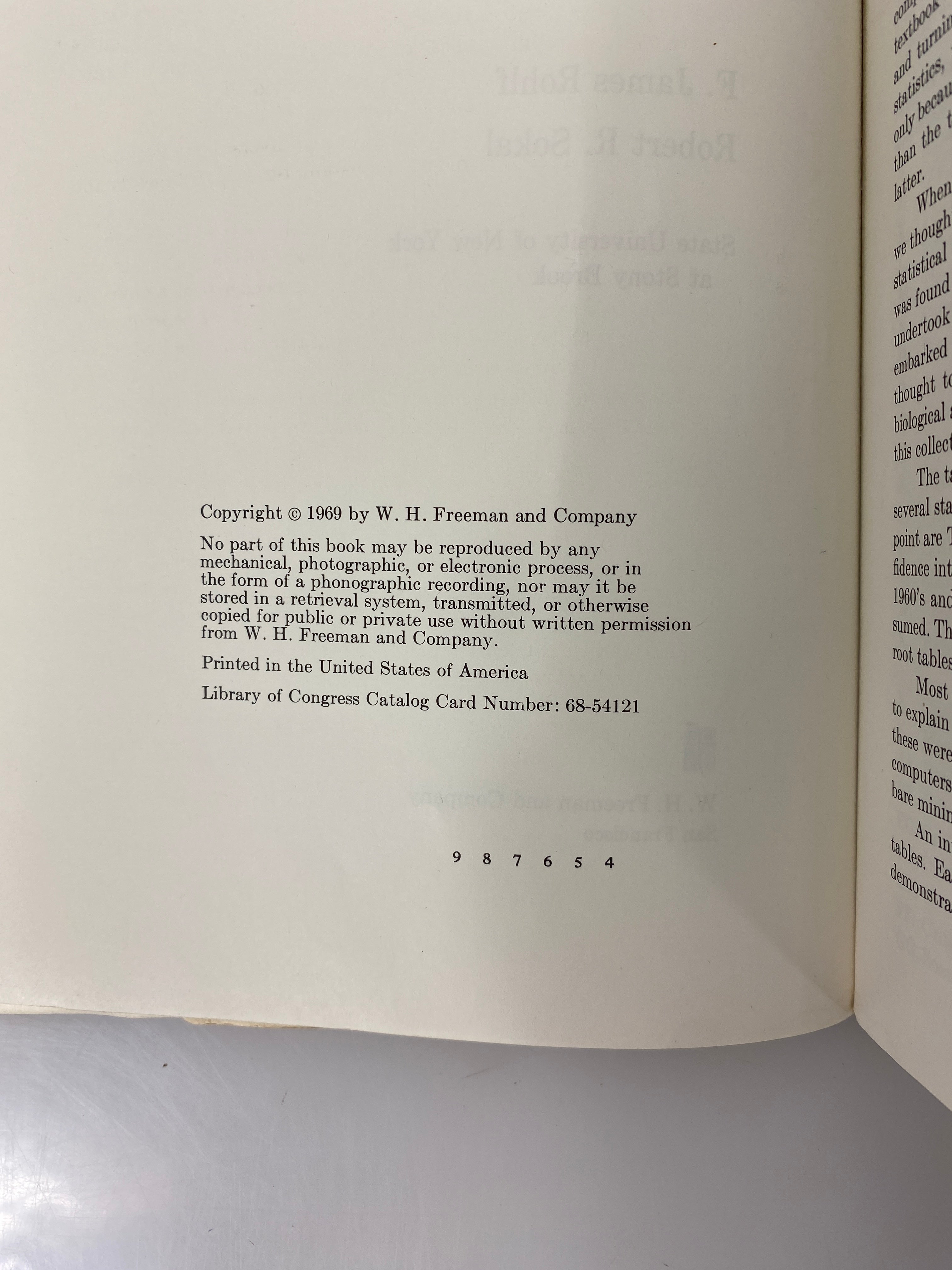 Statistical Tables by Rohlf/Sokal 1969 Vintage SC