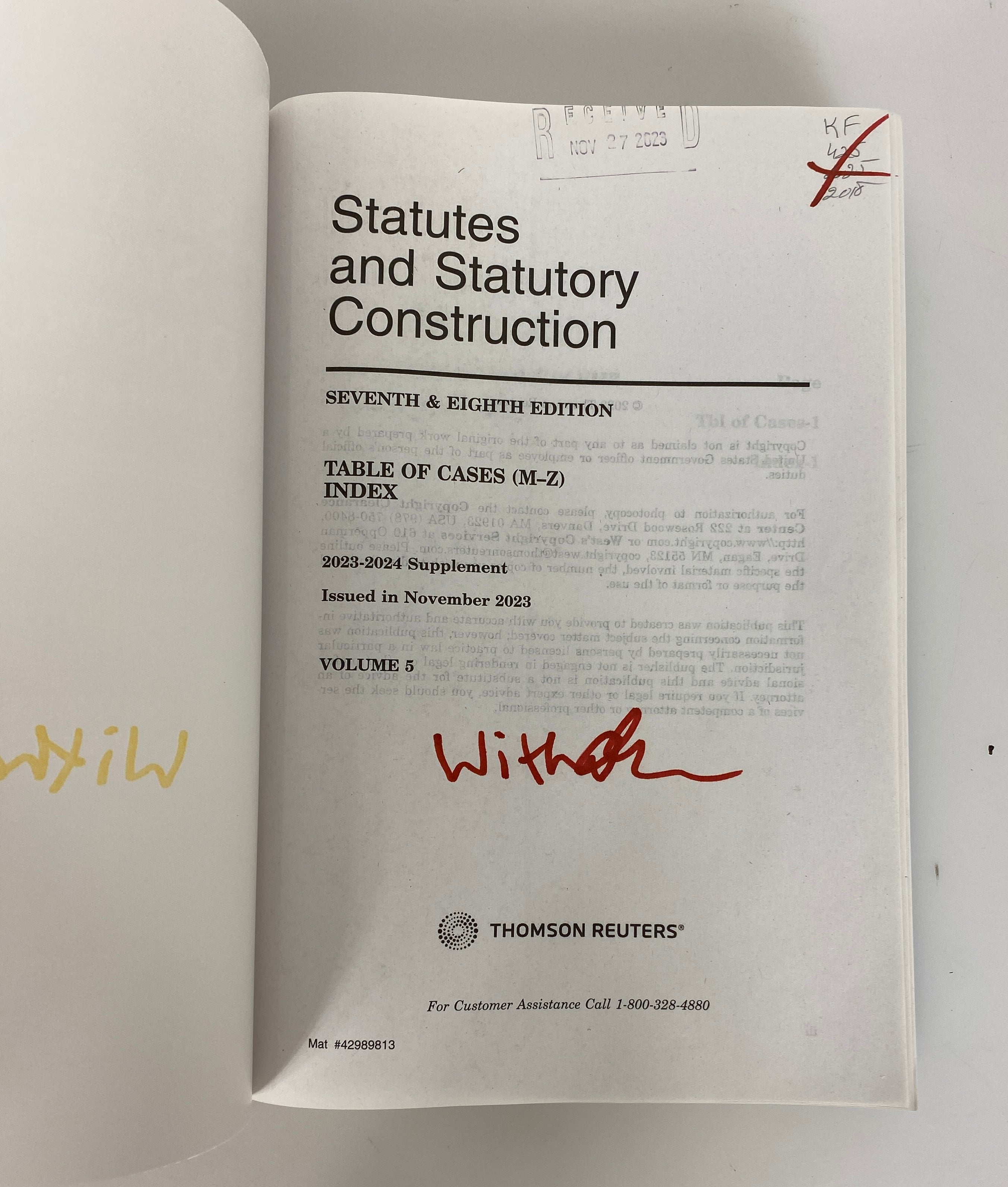 Statutes & Statutory Construction 7th & 8th Edition Volume 5 2023 SC