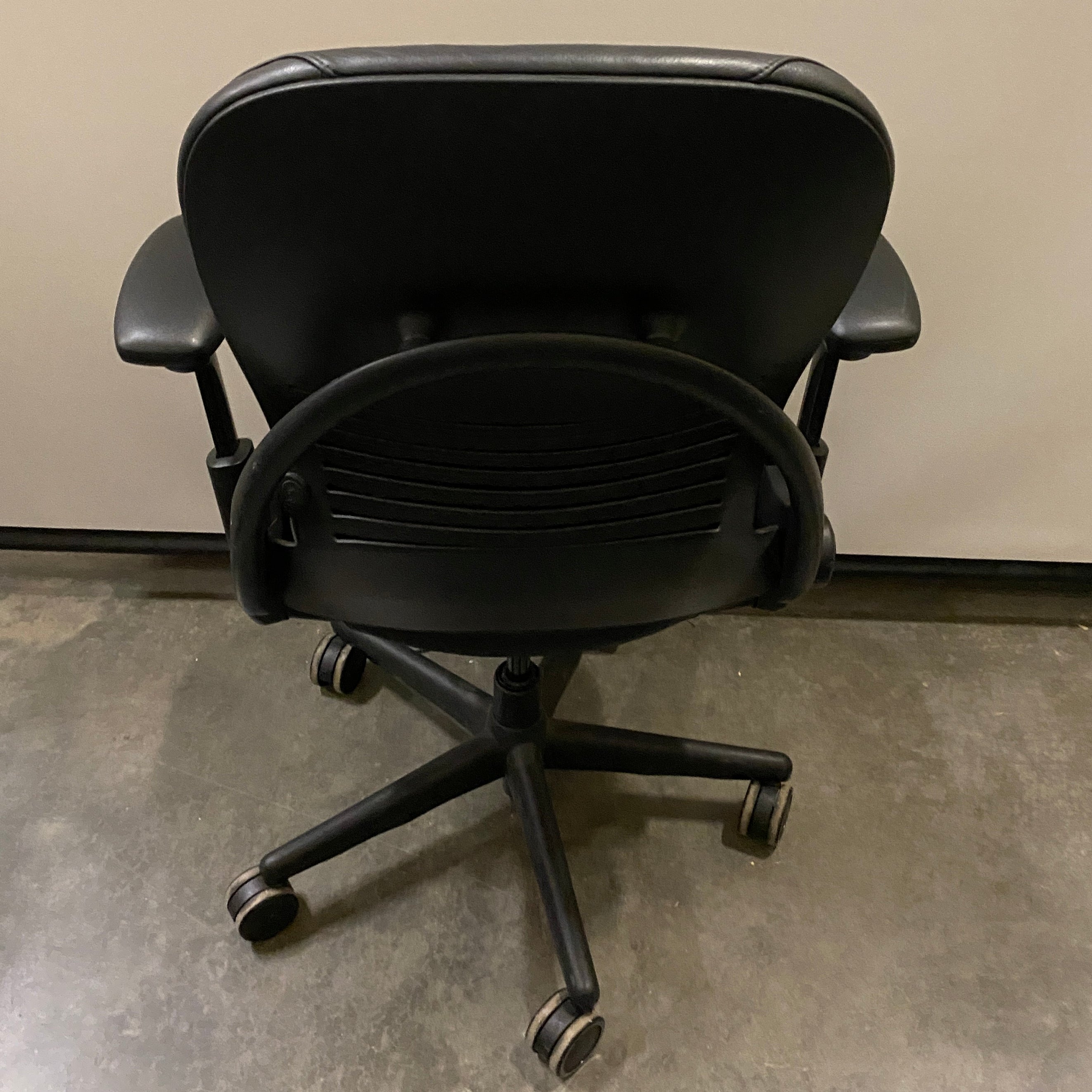 Steelcase #4621211S Black Leather Upholstered Adjustable Office Chair
