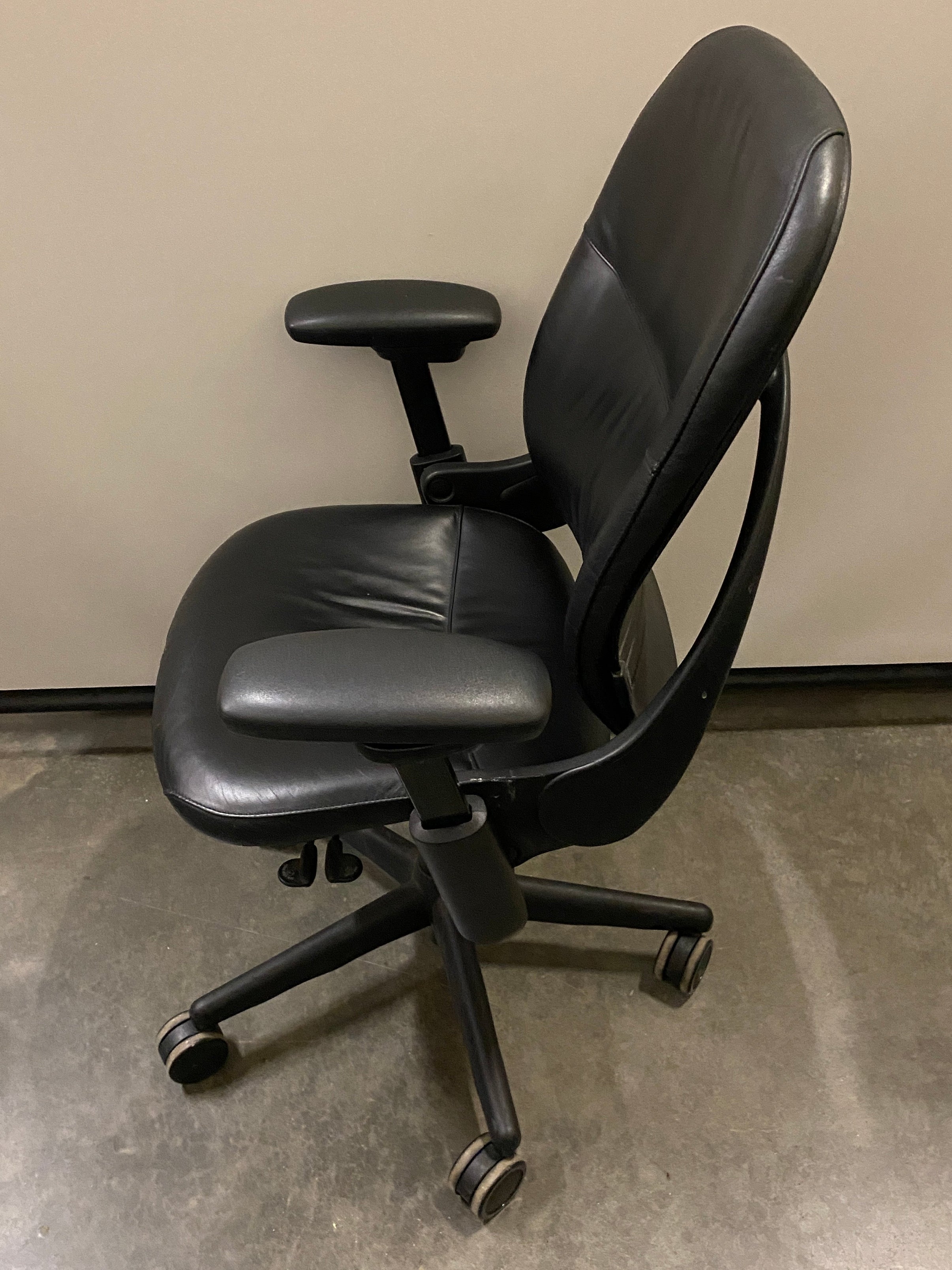 Steelcase #4621211S Black Leather Upholstered Adjustable Office Chair