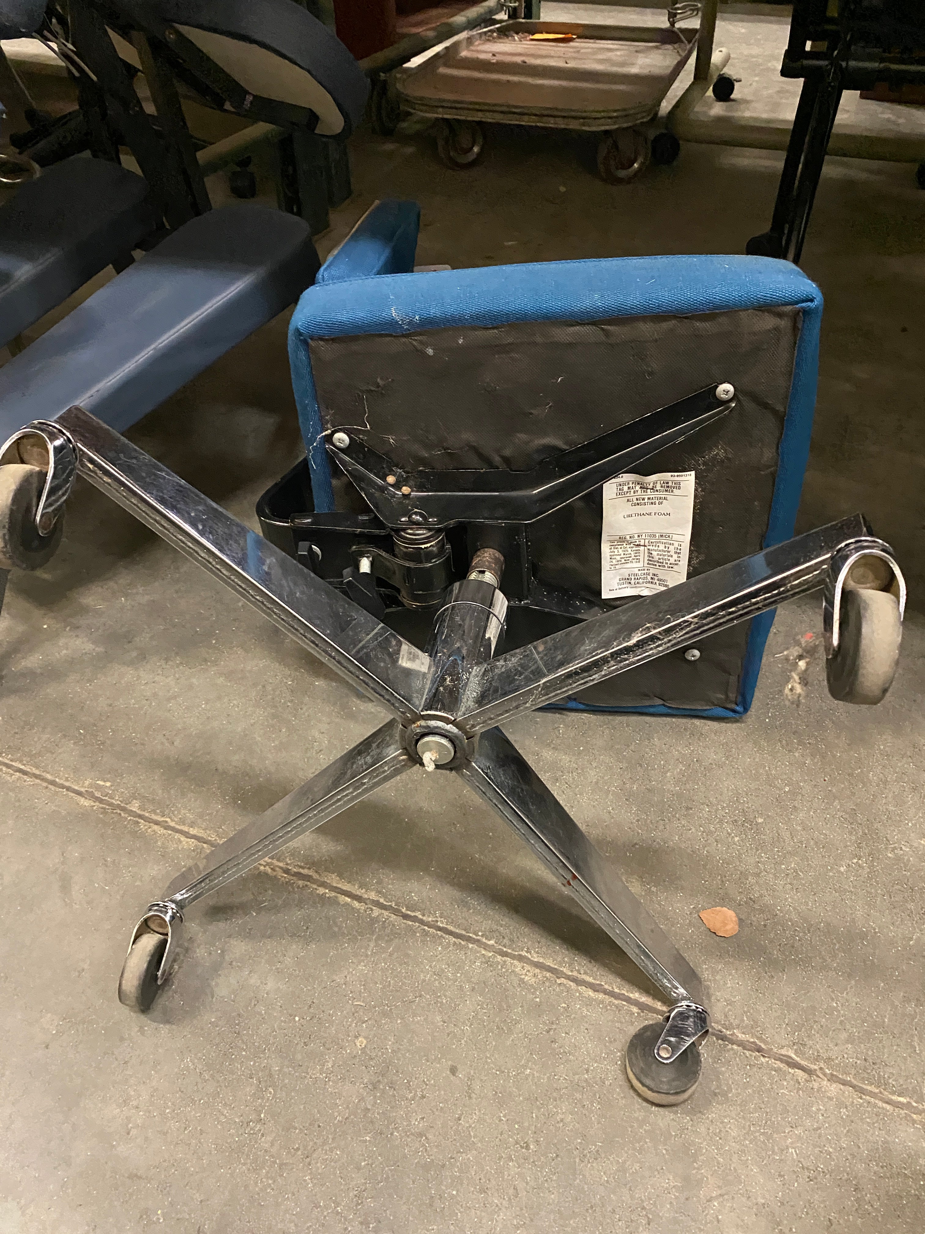 Steelcase Blue Fabric Armless Chair