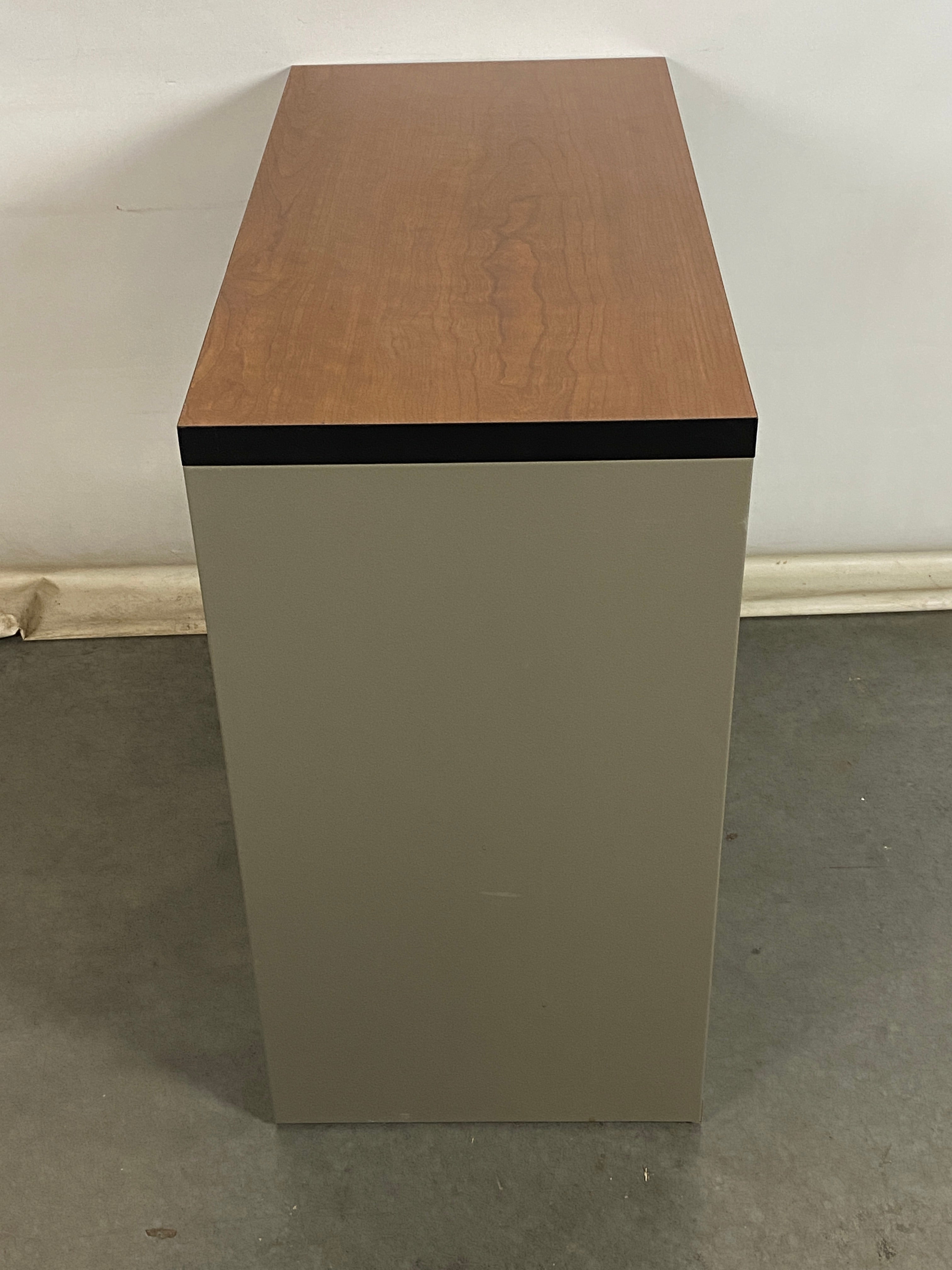 Steelcase Gray Metal Bookshelf Unit With Woodgrain Laminate Top