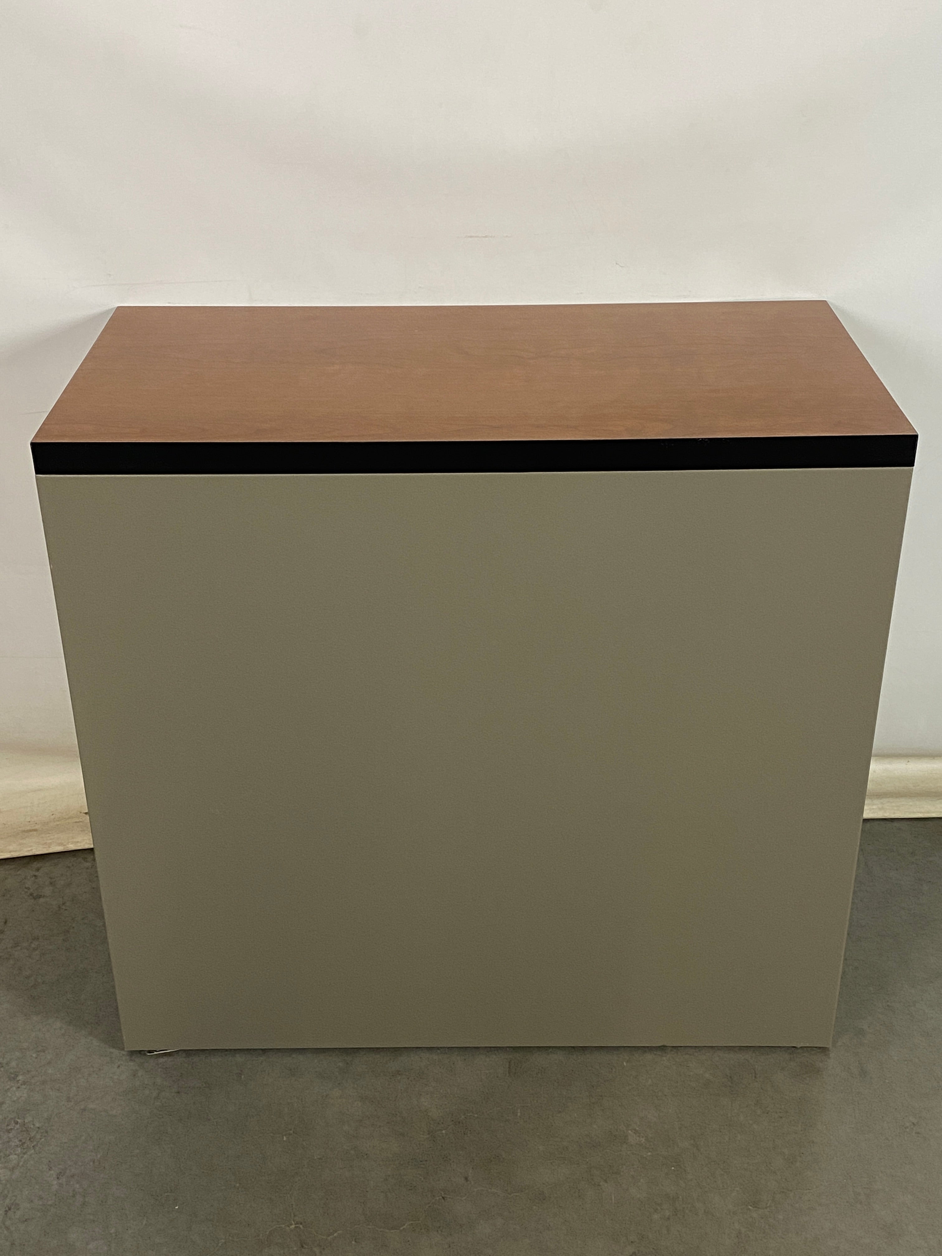 Steelcase Gray Metal Bookshelf Unit With Woodgrain Laminate Top