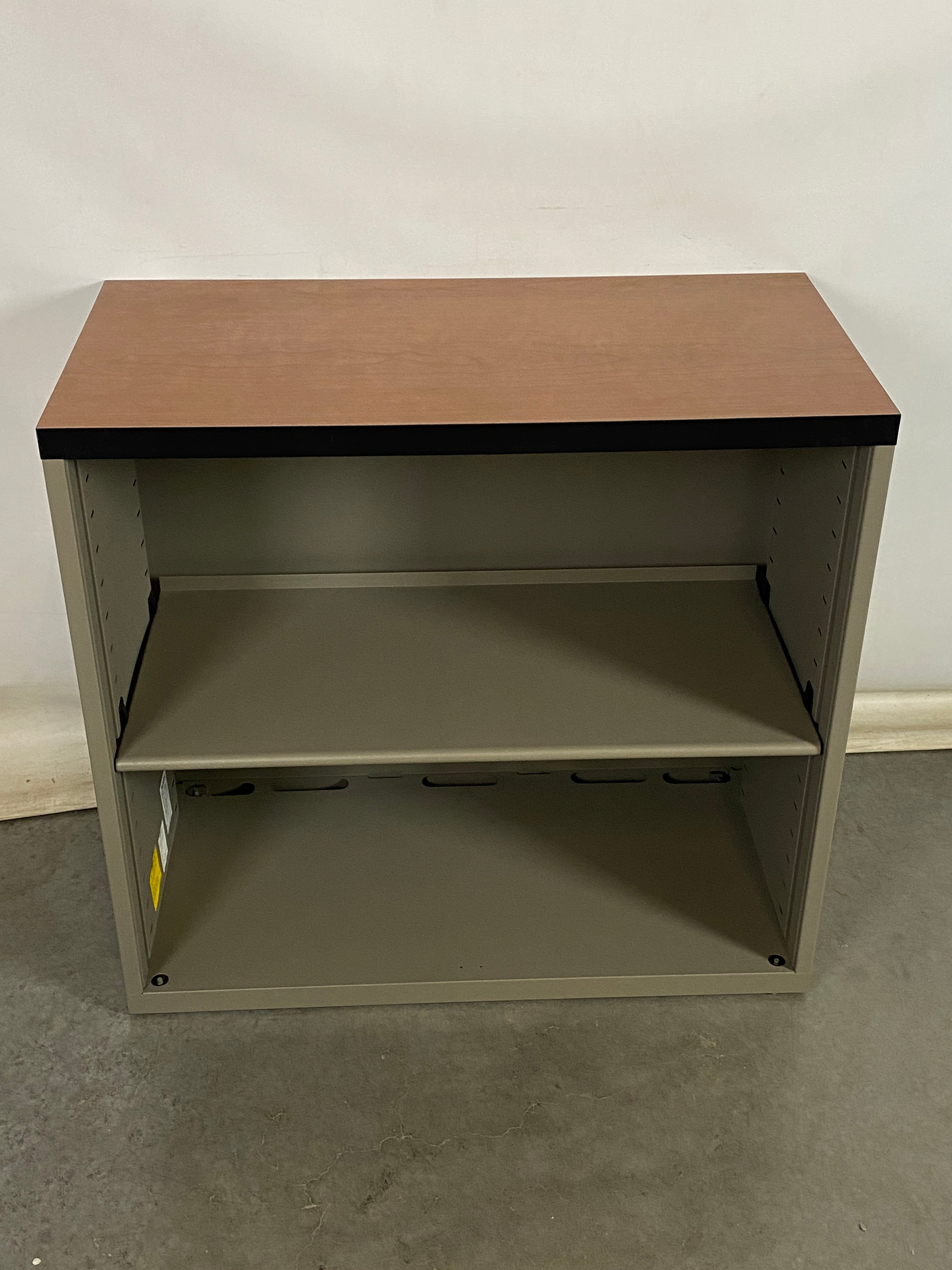 Steelcase Gray Metal Bookshelf Unit With Woodgrain Laminate Top