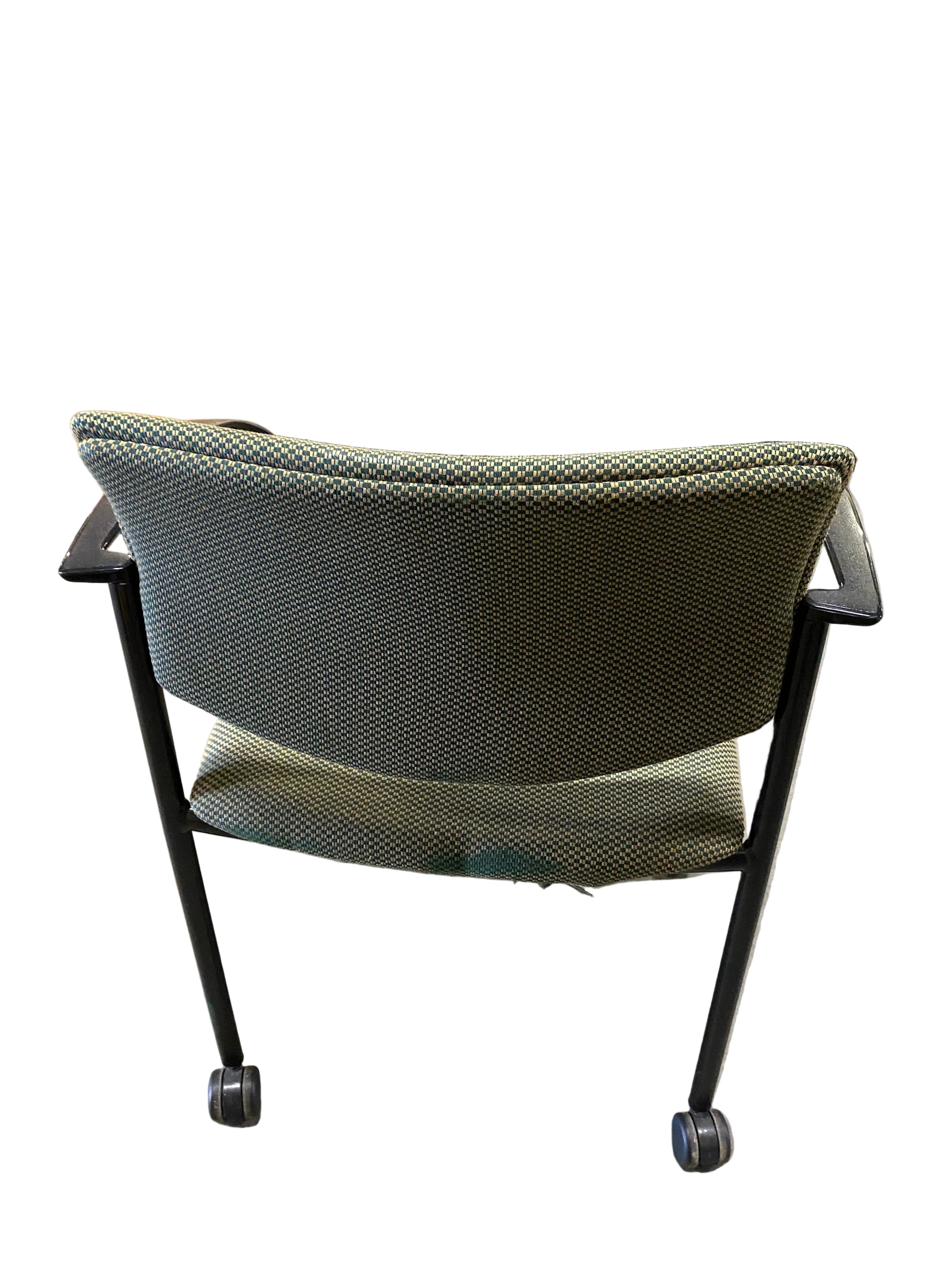 Steelcase Green Upholstery Rolling Stacking Chair