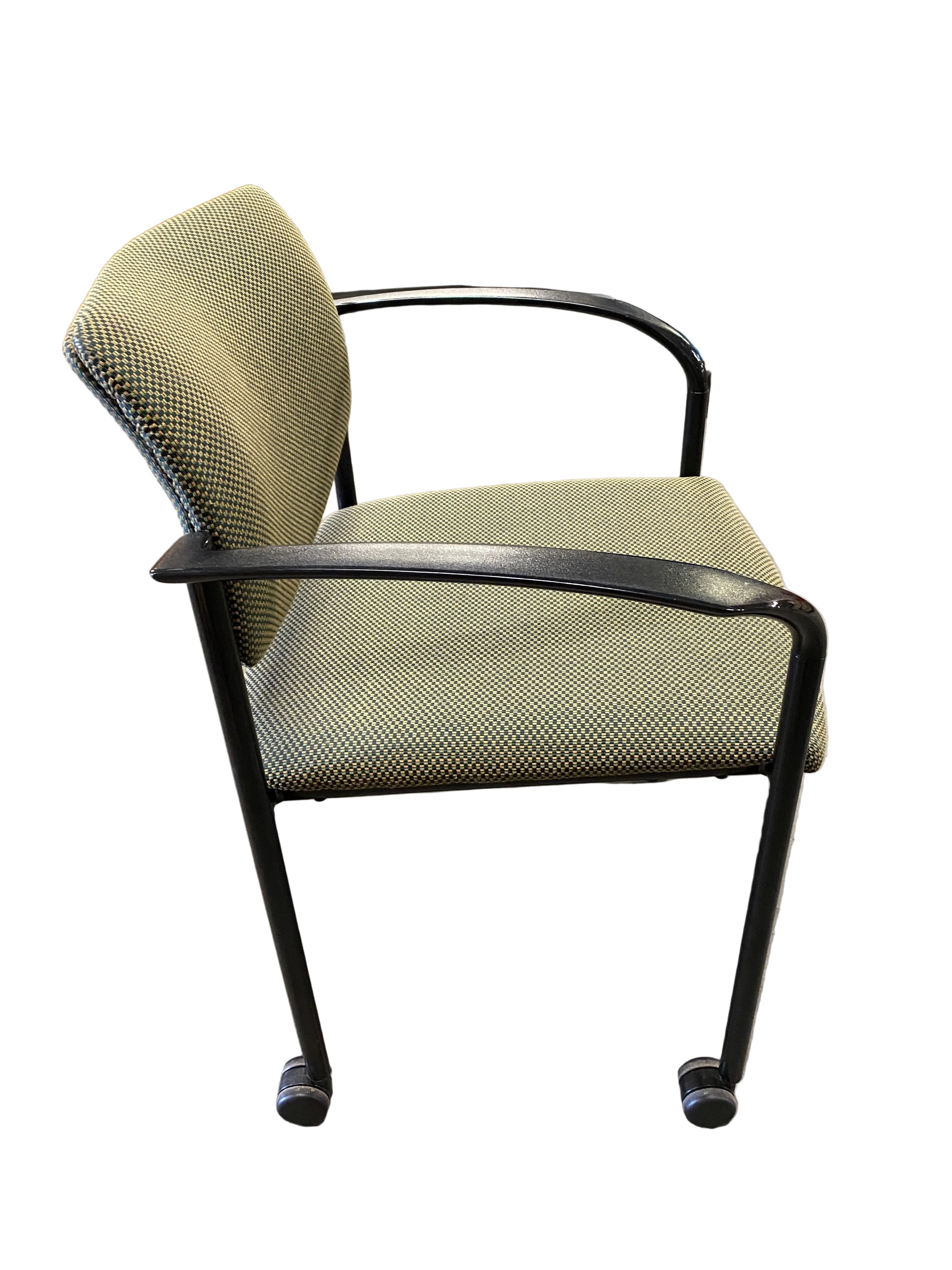 Steelcase Green Upholstery Rolling Stacking Chair