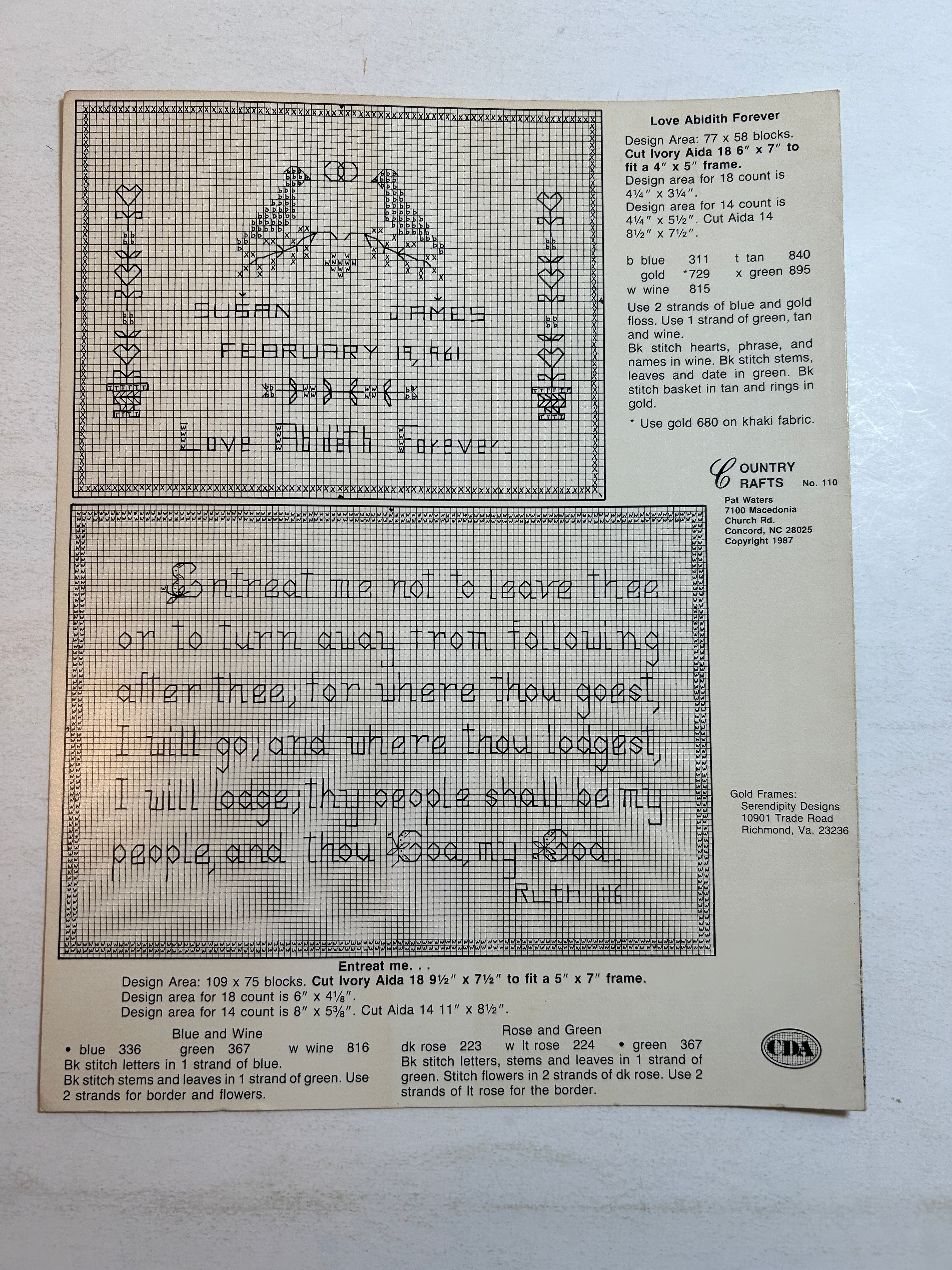 Stitchery Leaflet Country Craft Vtg 1987 CELEBRATE LOVE Pat Waters