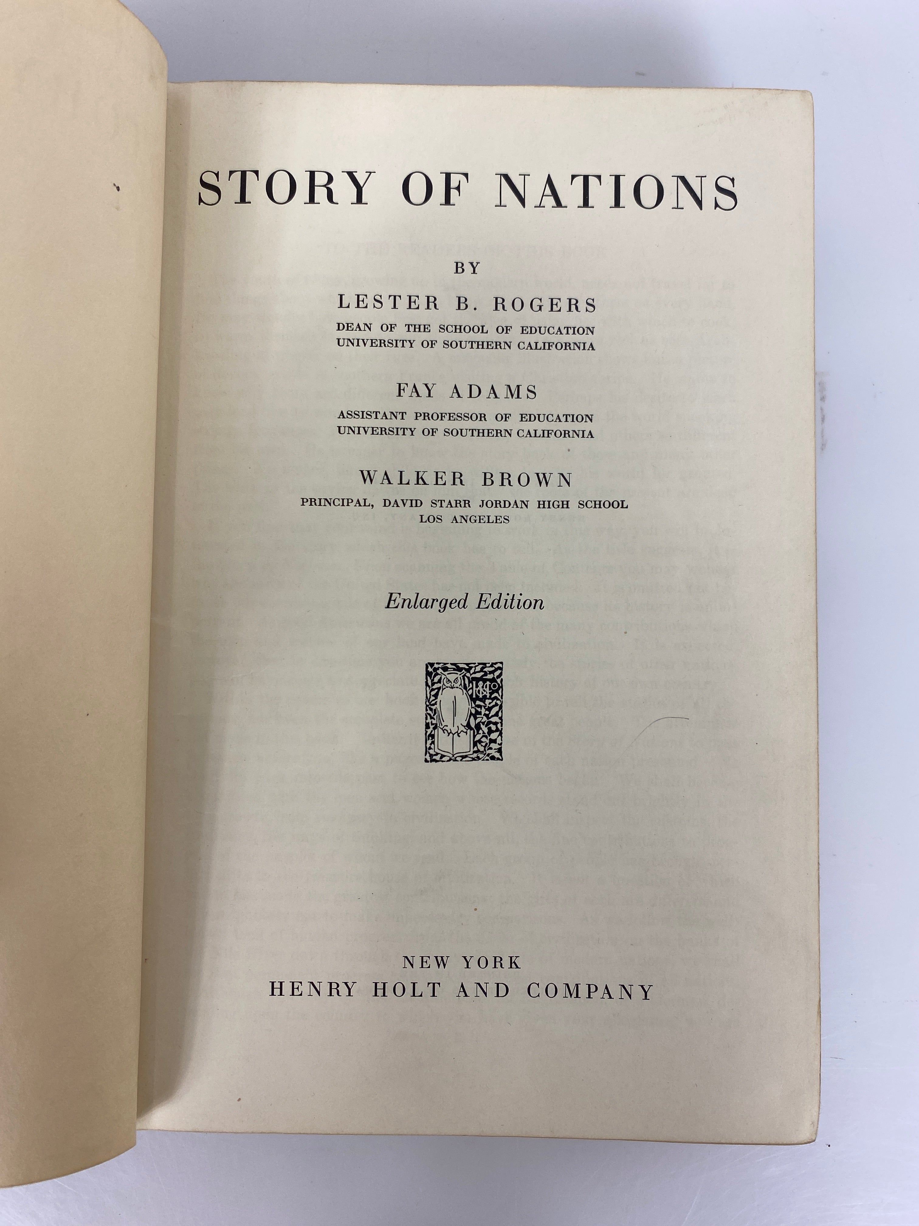 Story of Nations by Rogers/Adams/Brown w Timeline 1940 Vintage HC