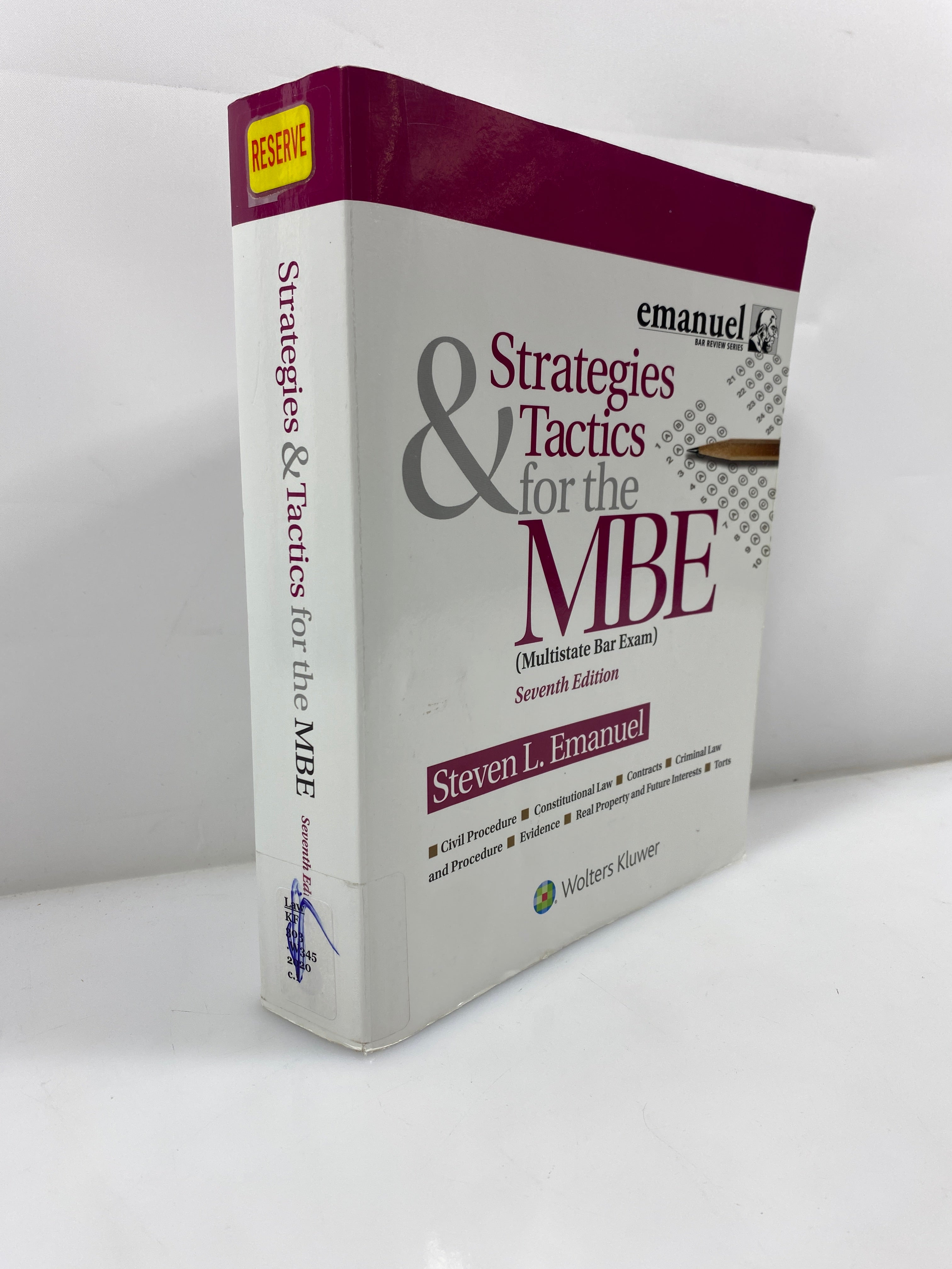 Strategies & Tactics for the MBE 7th Ed. Wolter Kluwer 2020 Ex-library SC