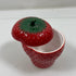 Strawberry Shaped Ceramic Covered Jar Canister with Lid
