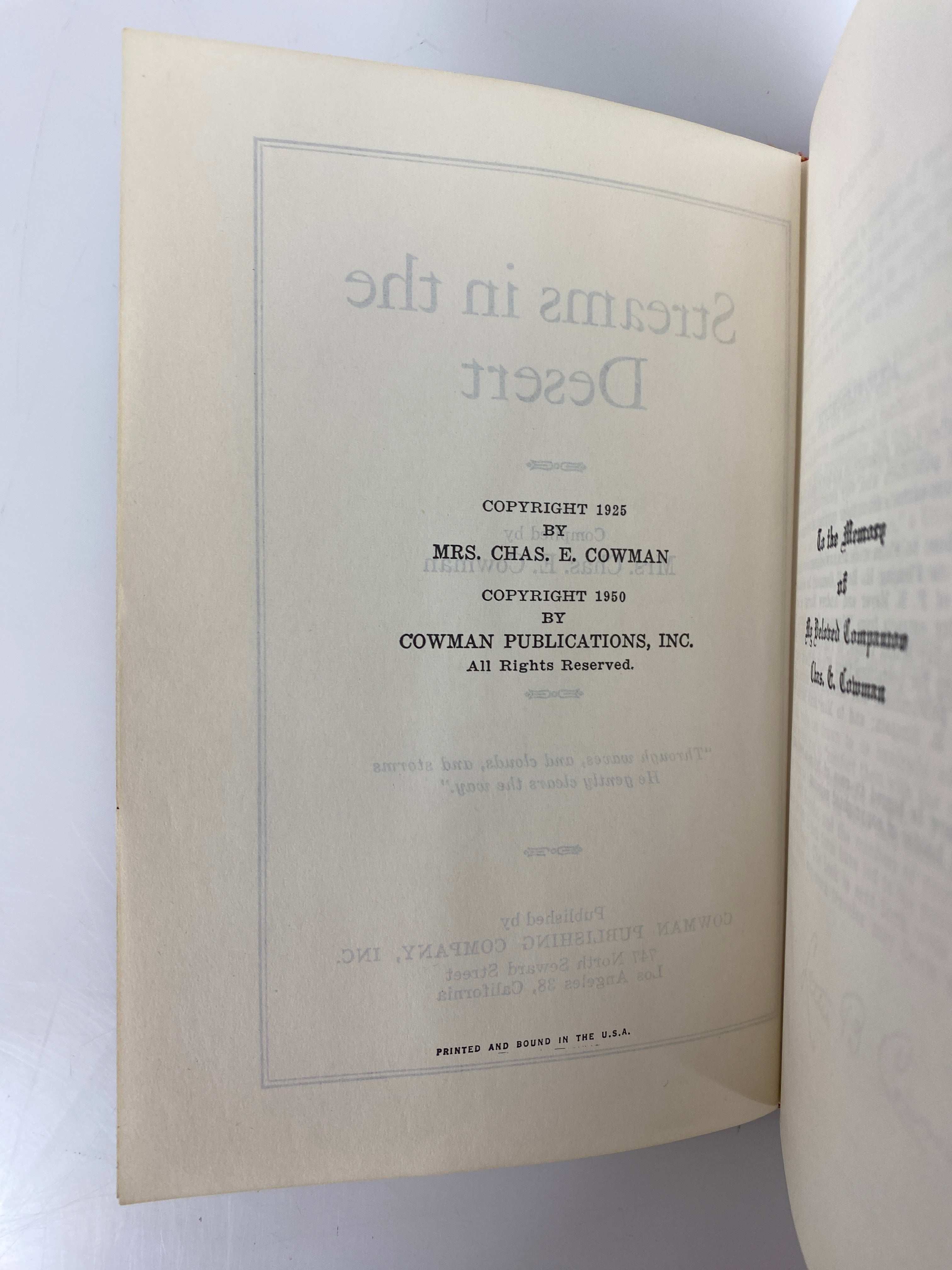 Streams in the Desert Cowman Publishing Company 1950 HC