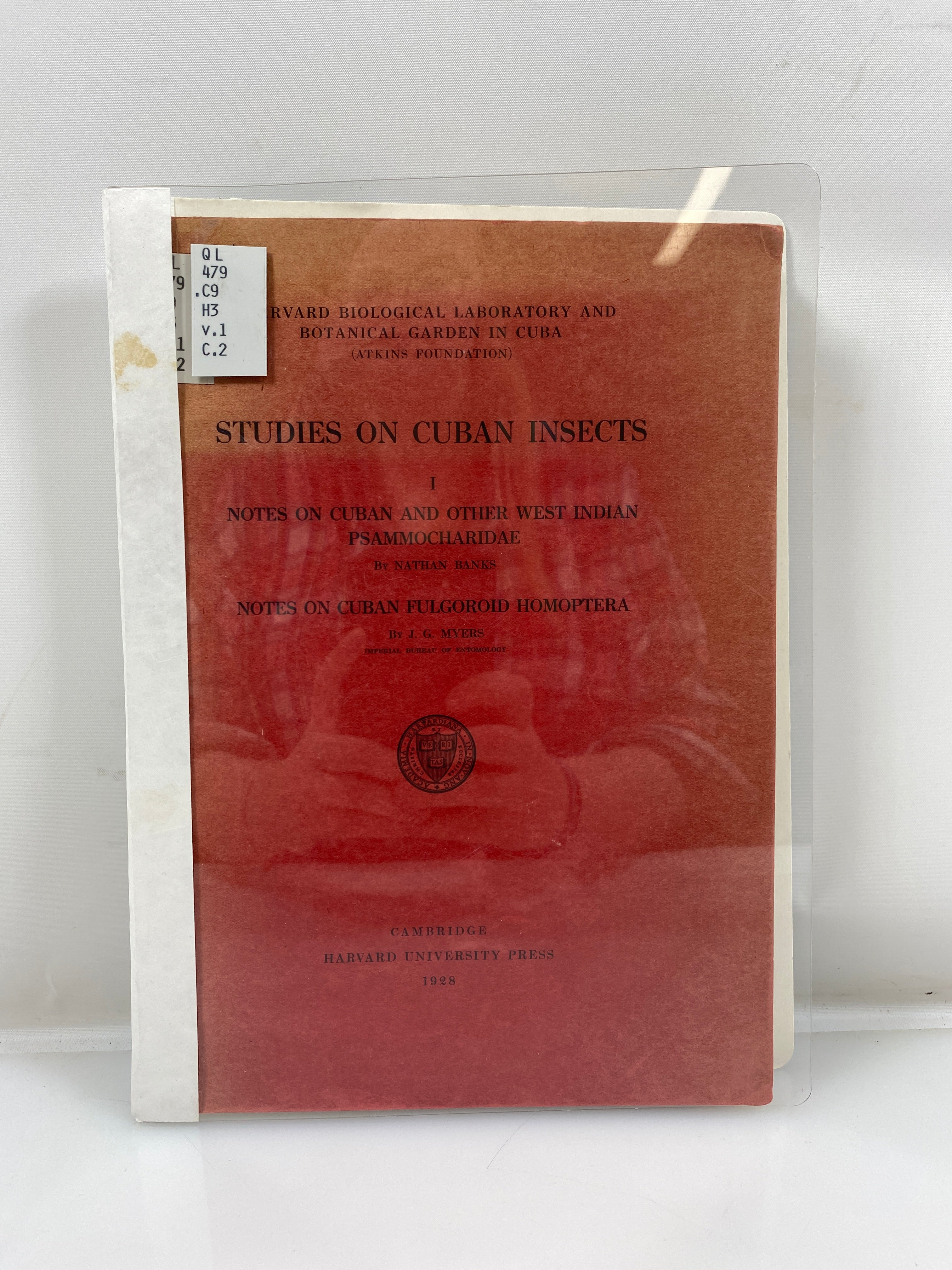 Studies on Cuban Insects I Harvard University Press 1928 Library Bound HC