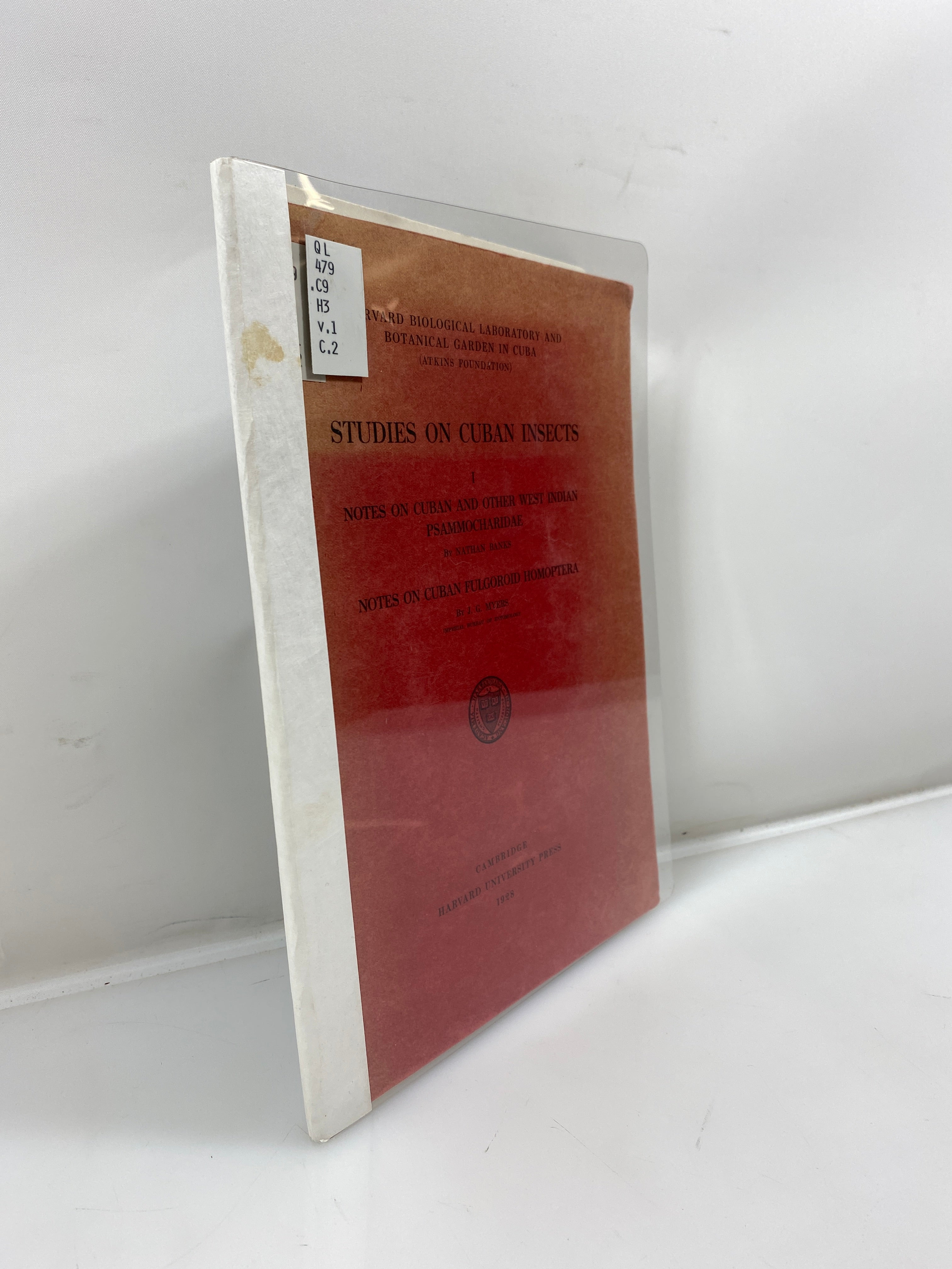 Studies on Cuban Insects I Harvard University Press 1928 Library Bound HC