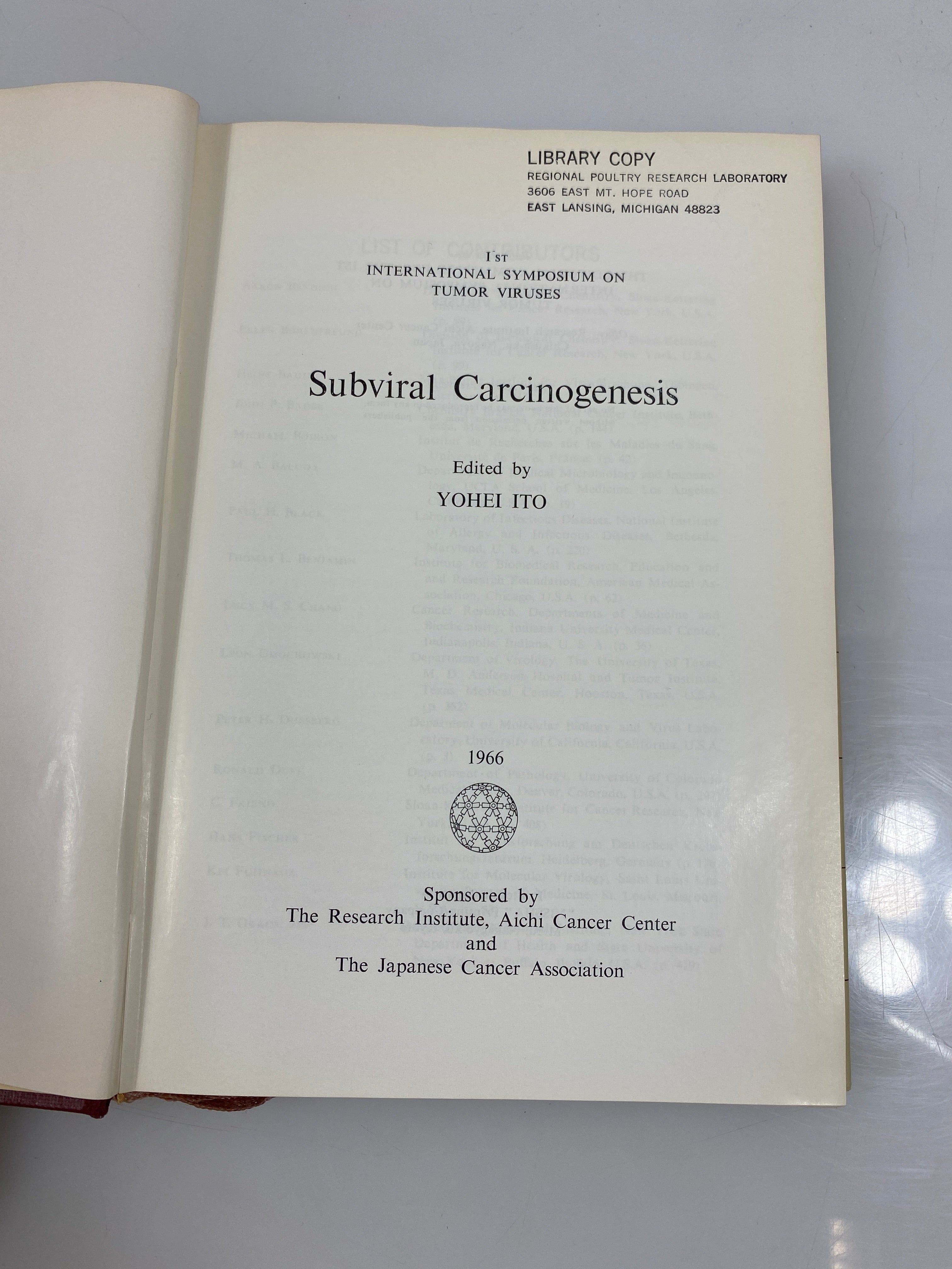 Subviral Carcinogenesis by Ito 1966 Ex-library HCDJ