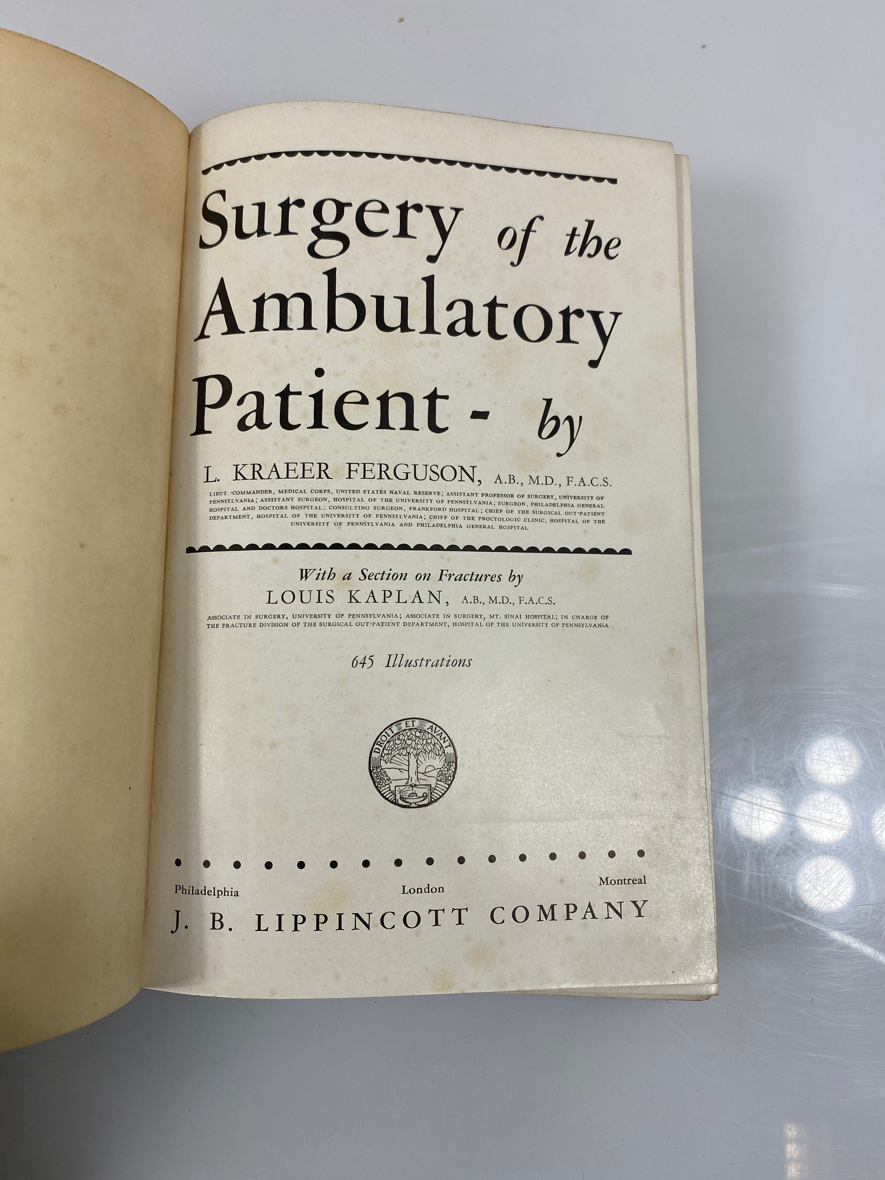 Surgery of the Ambulatory Patient by Ferguson 1942 HC