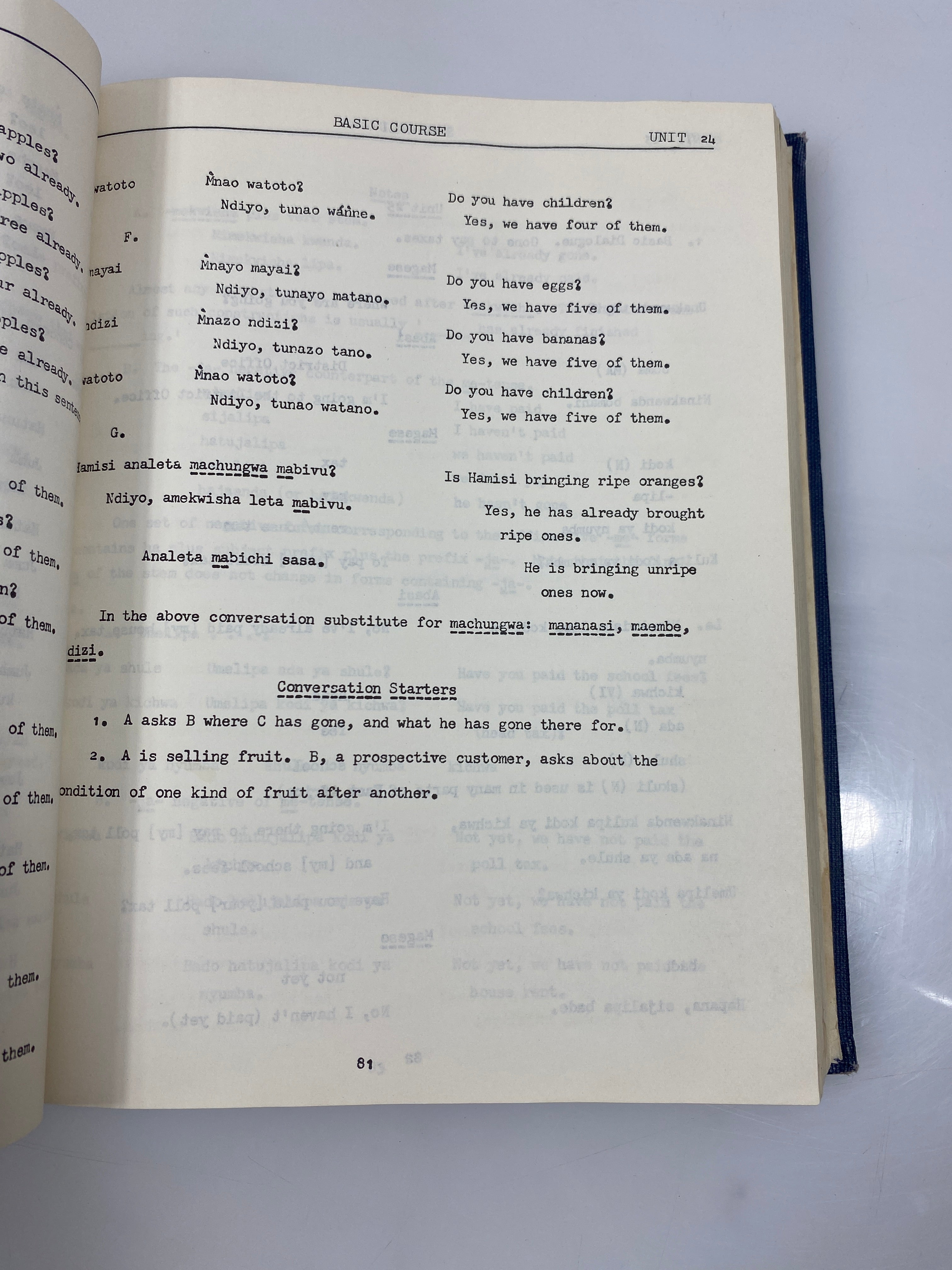 Swahili Basic Course Foreign Service Institute Ex-library 1963 HC