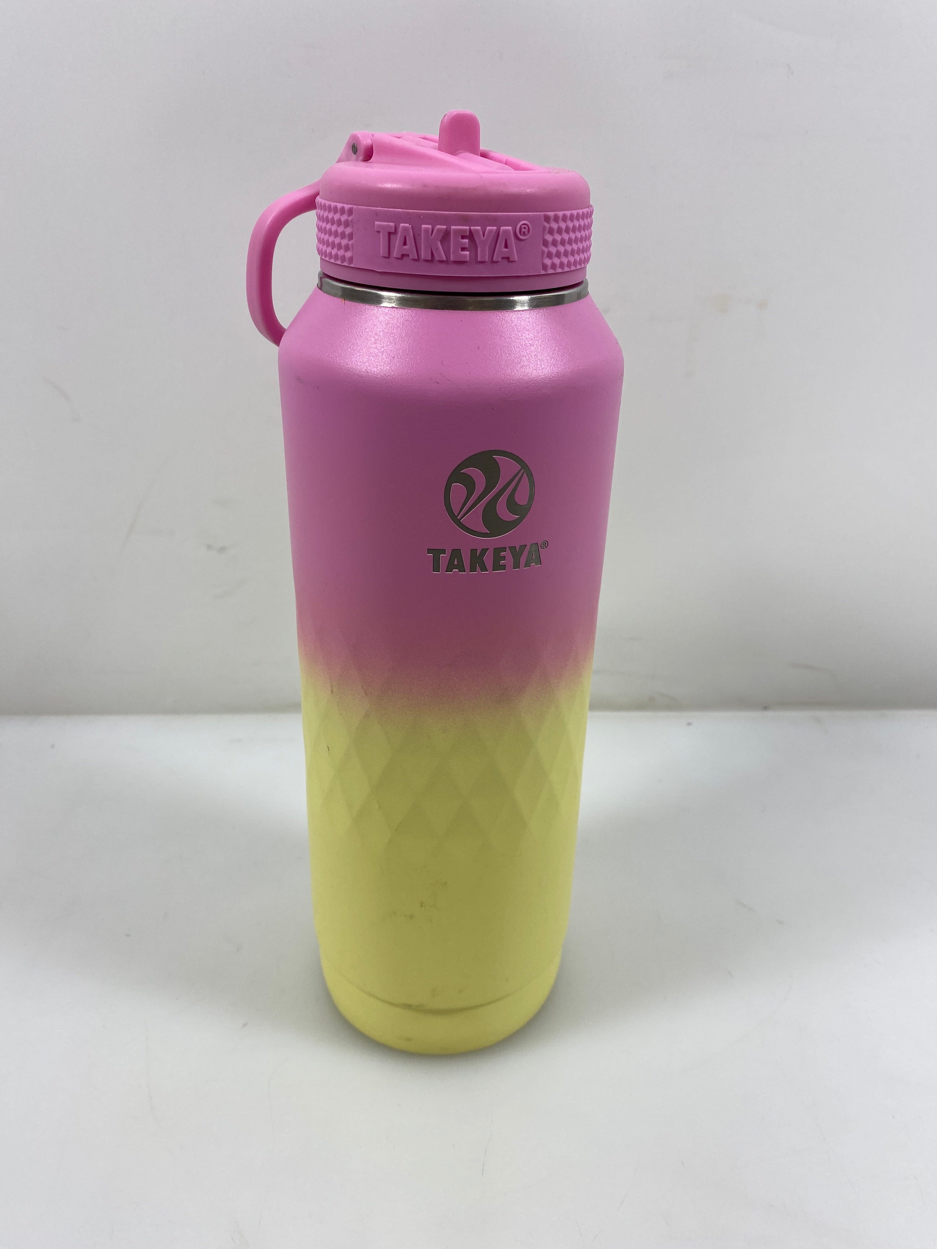 Takeya Pink & Yellow Insulated Water Bottle 40oz