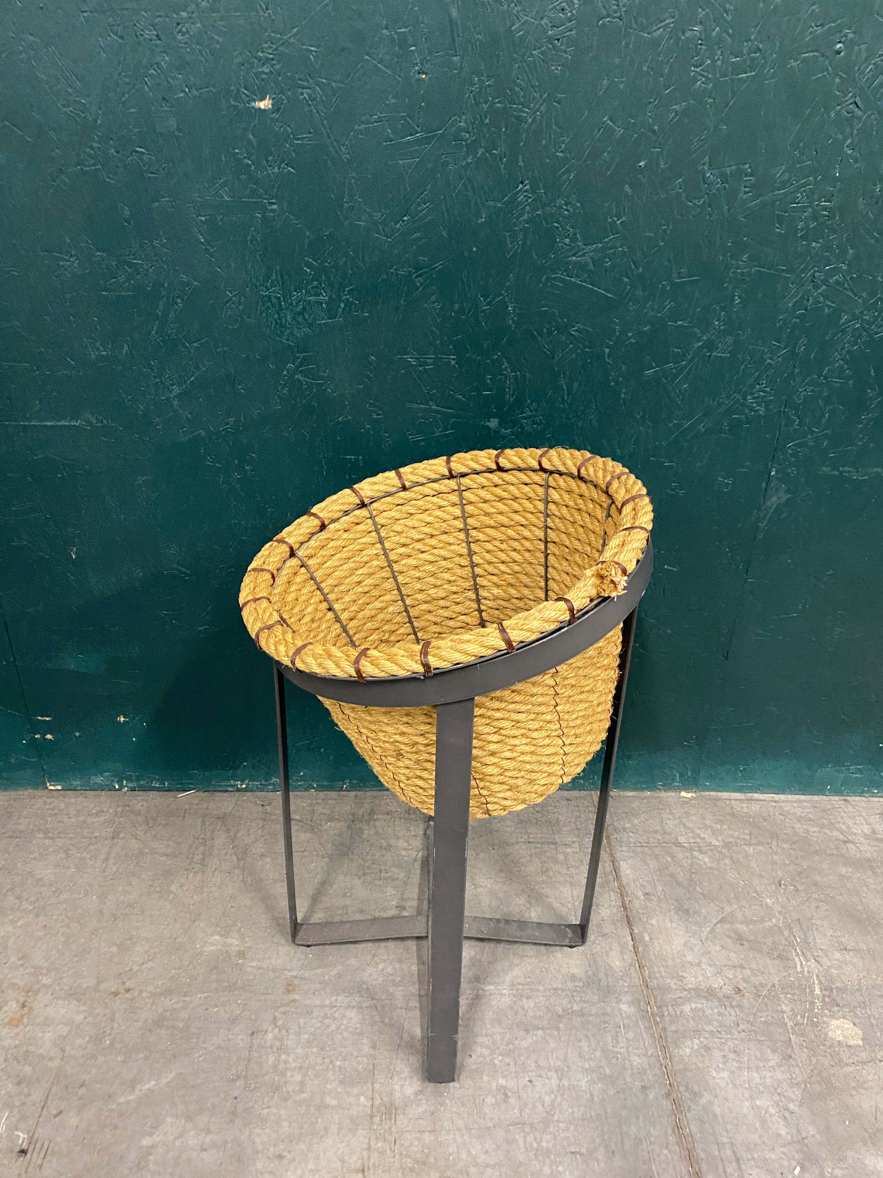 Tall Rustic Rope Basket Display Stand