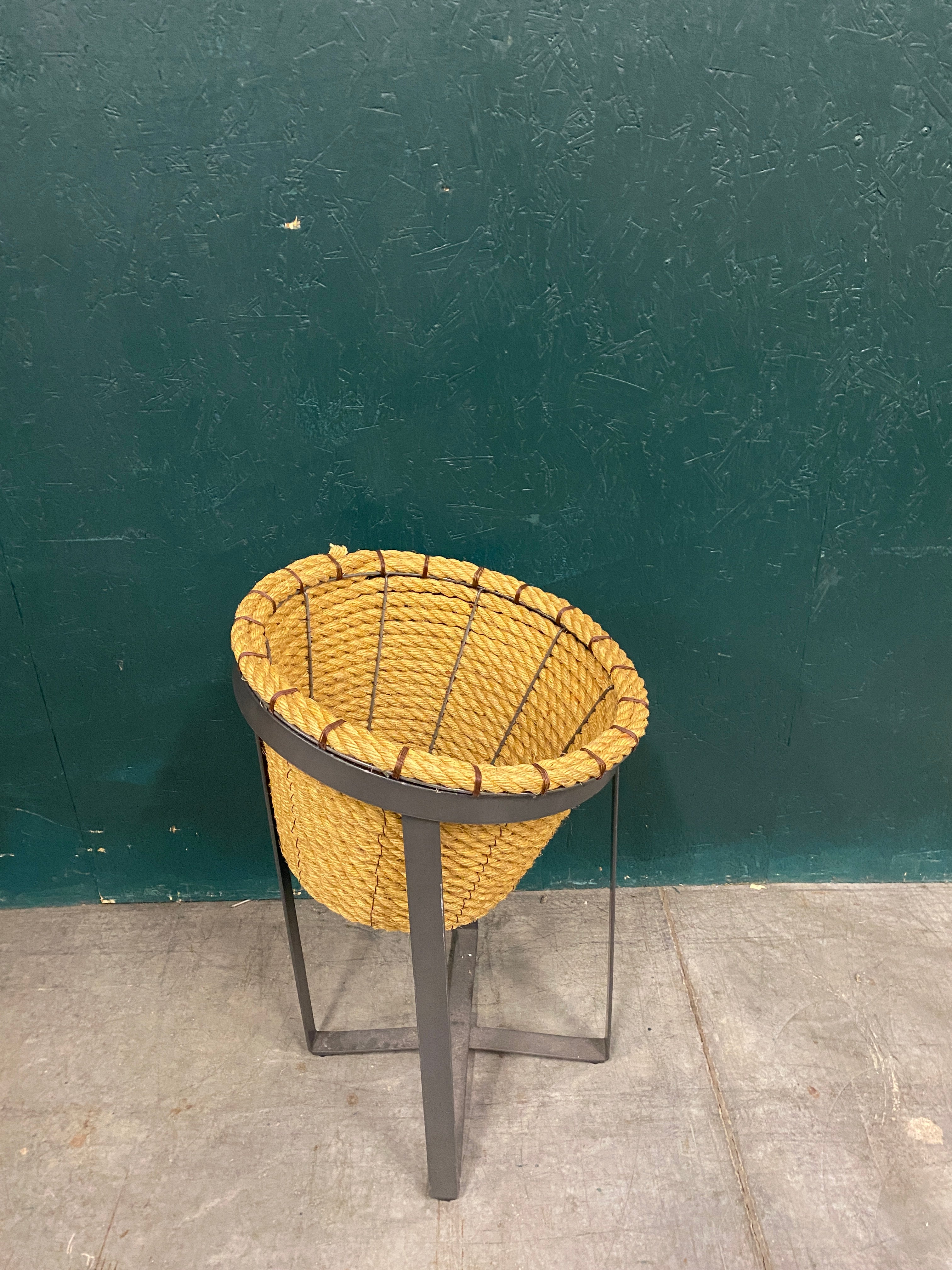 Tall Rustic Rope Basket Display Stand