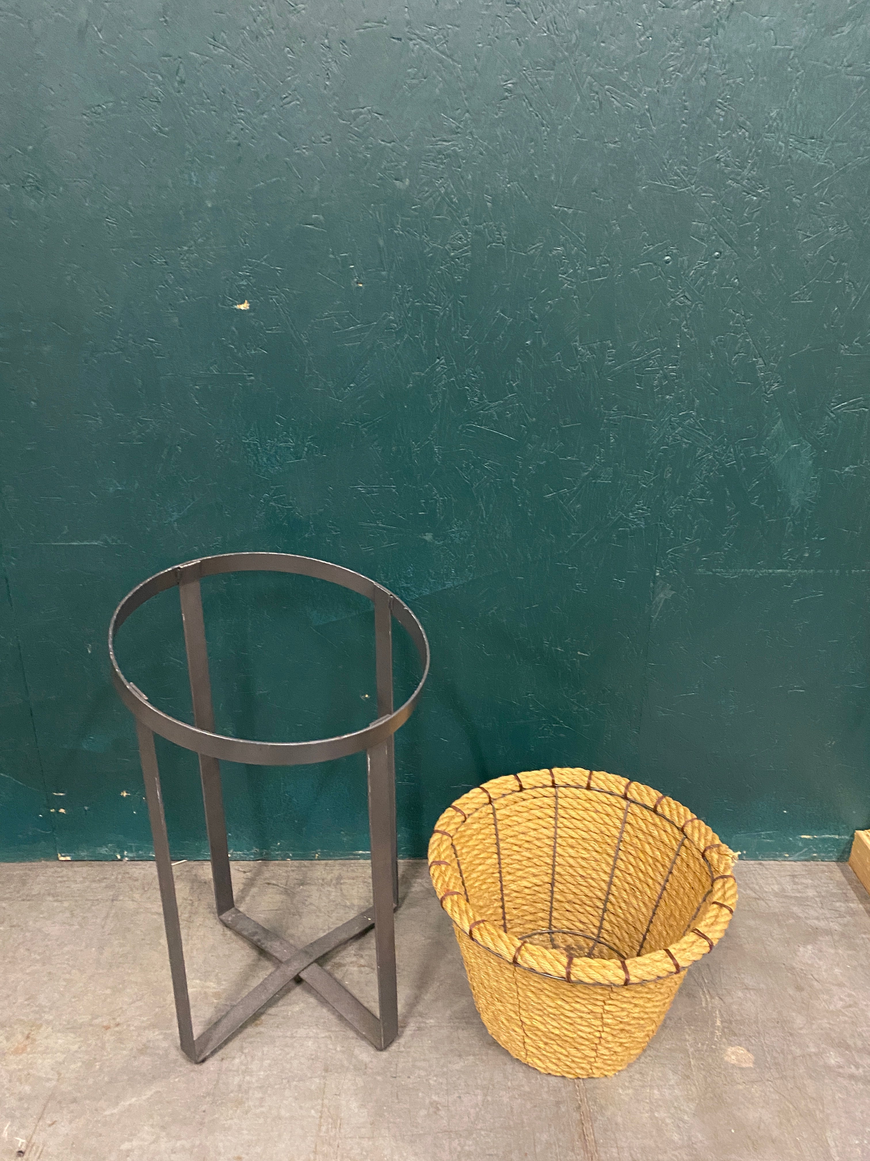Tall Rustic Rope Basket Display Stand