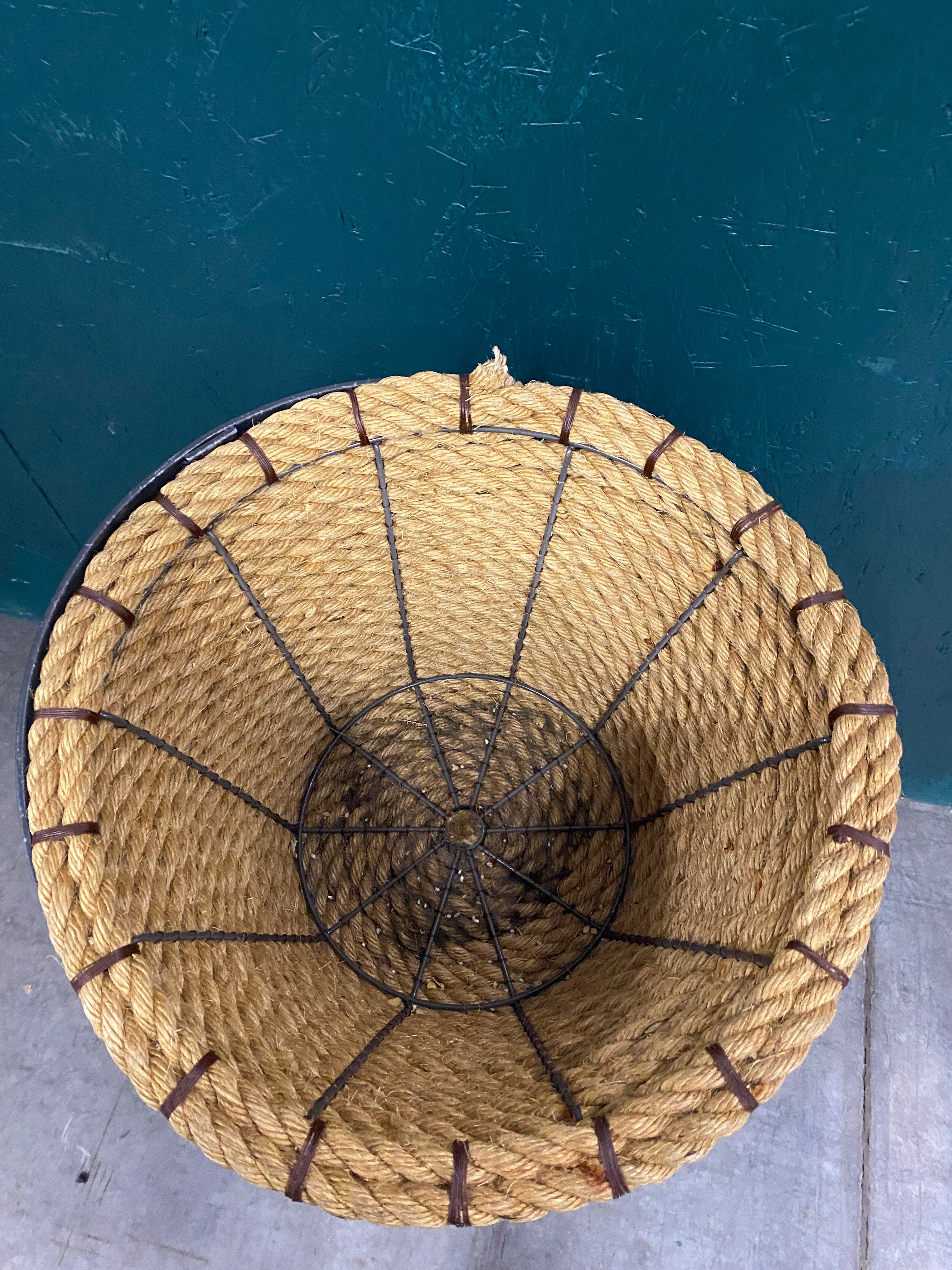 Tall Rustic Rope Basket Display Stand