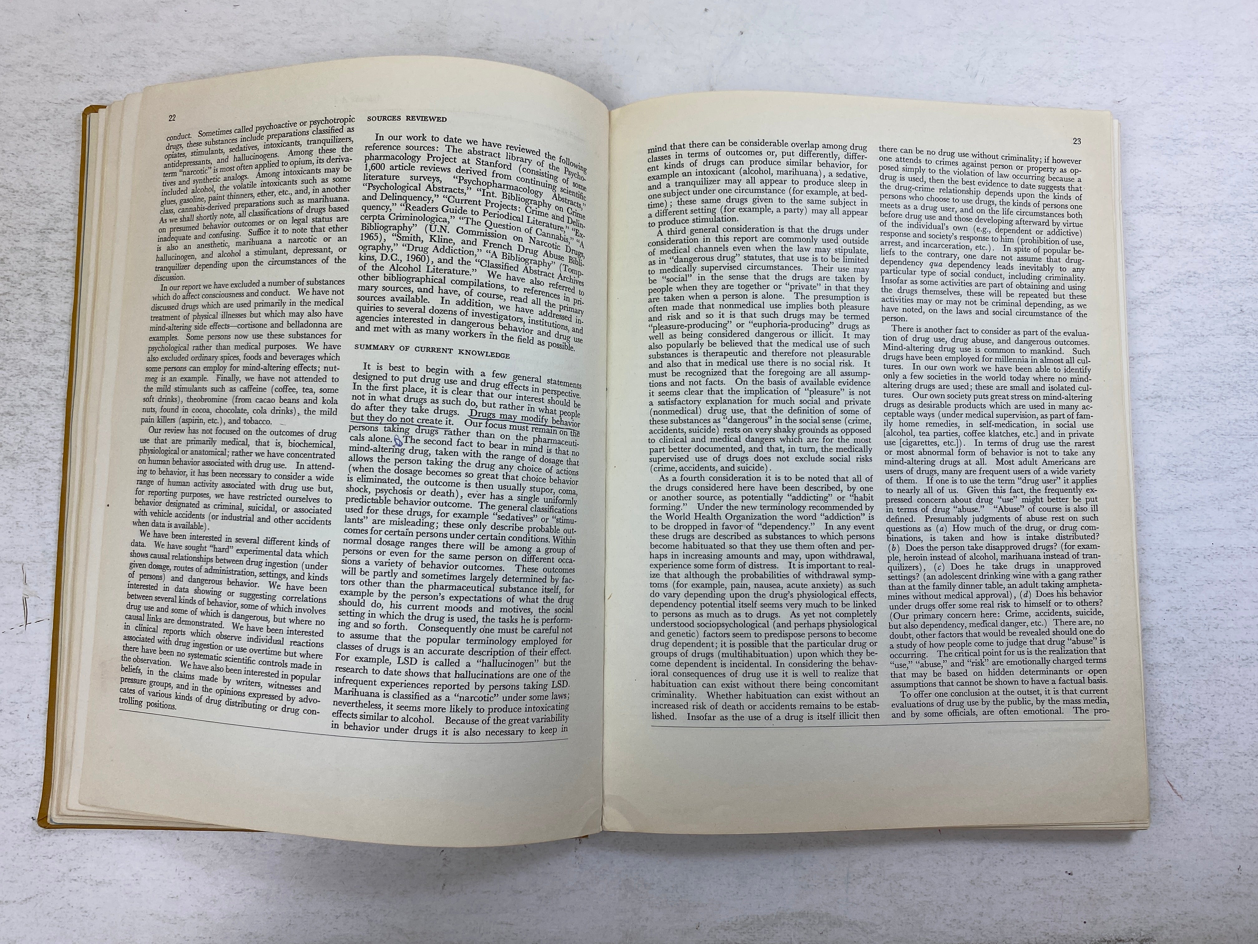 Task Force Report Narcotics and Drug Abuse Ex-library 1967 HC