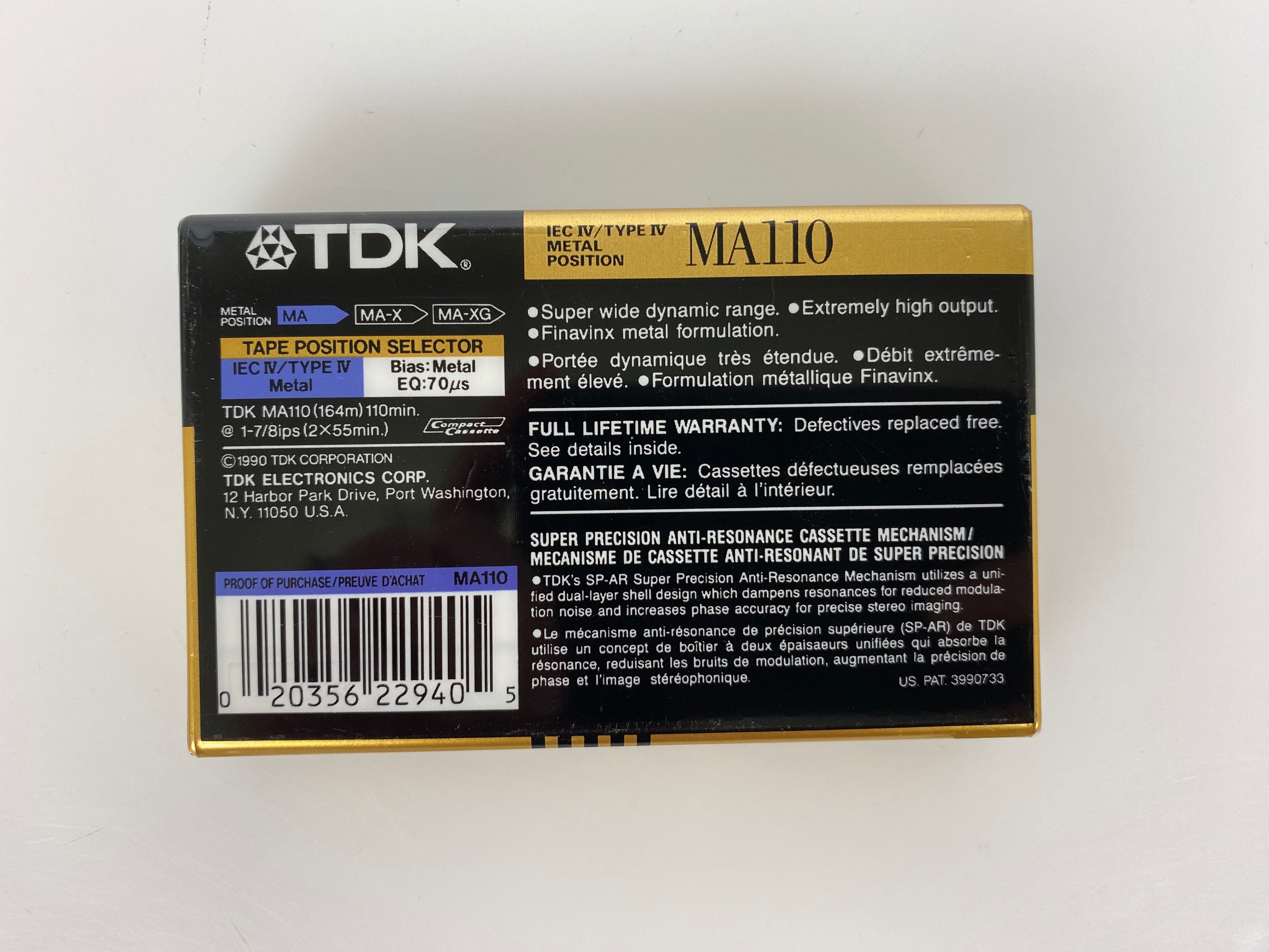 TDK MA110 Type IV Metal Position Cassette Tape *New*