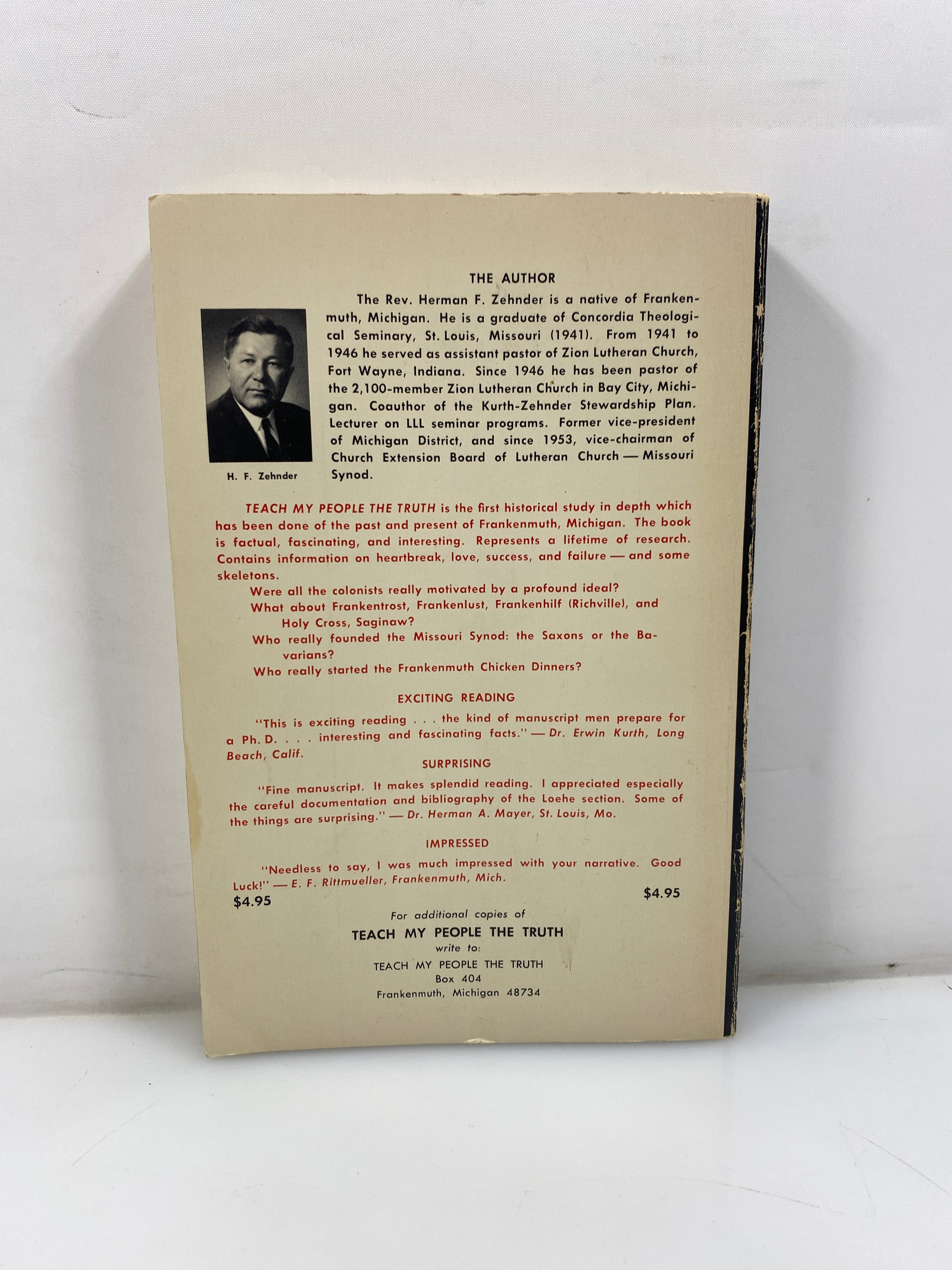 Teach My People the Truth Story of Frankenmuth by Zehnder 1970 SC