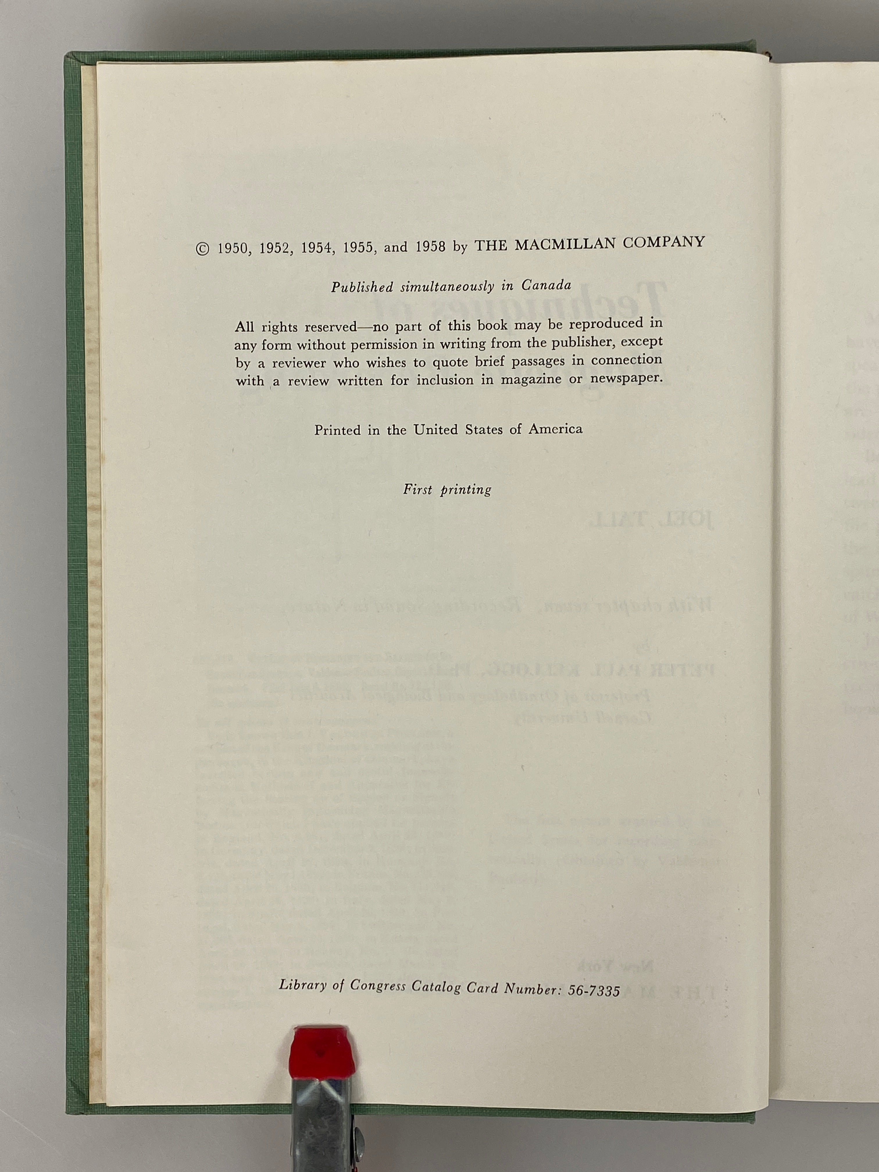 Techniques of Magnetic Recording by Joes Tall 1958 1st Printing HC DJ