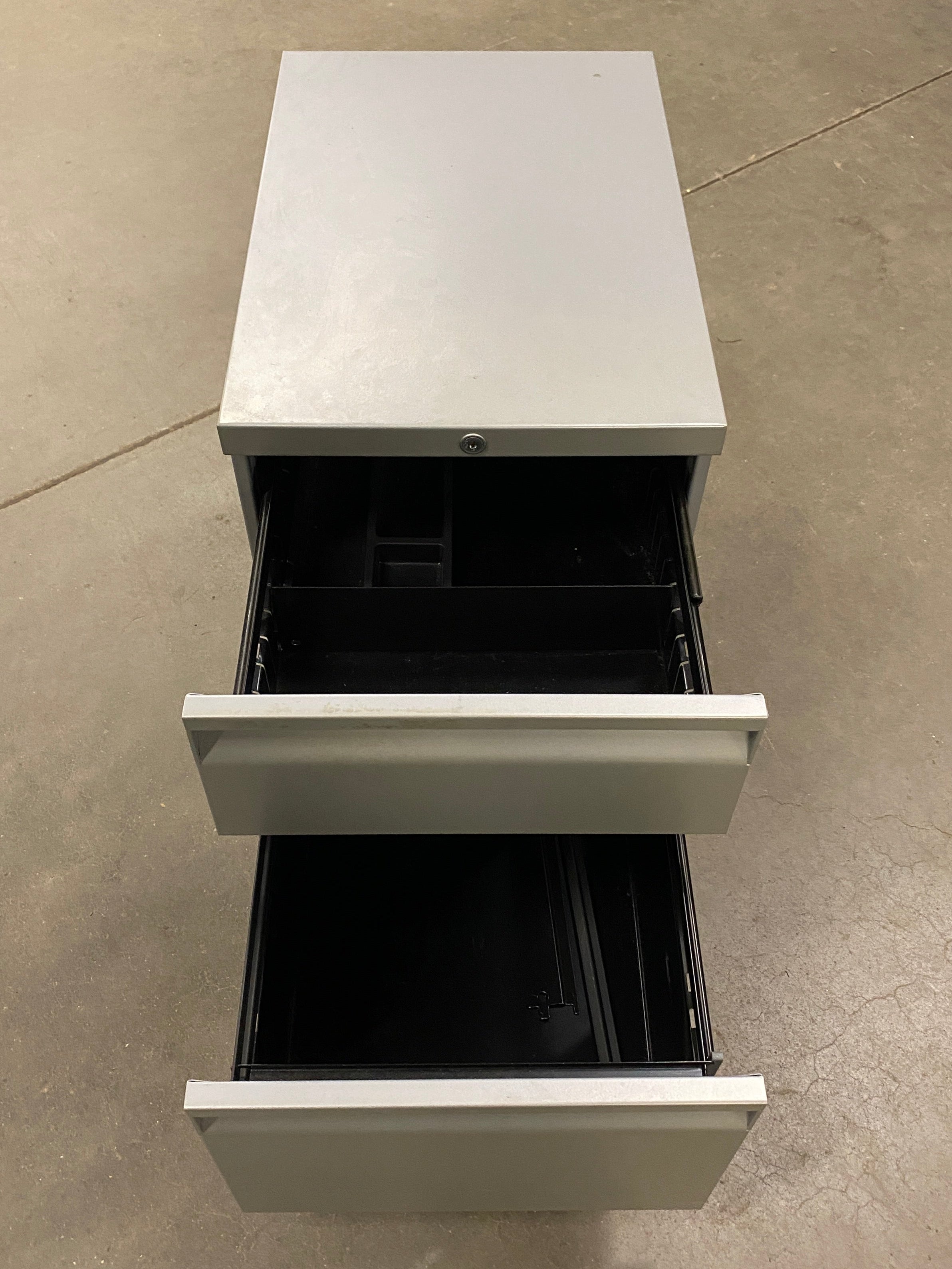 Teknion Furniture Systems Grey 2 Drawer Rolling File Cabinet