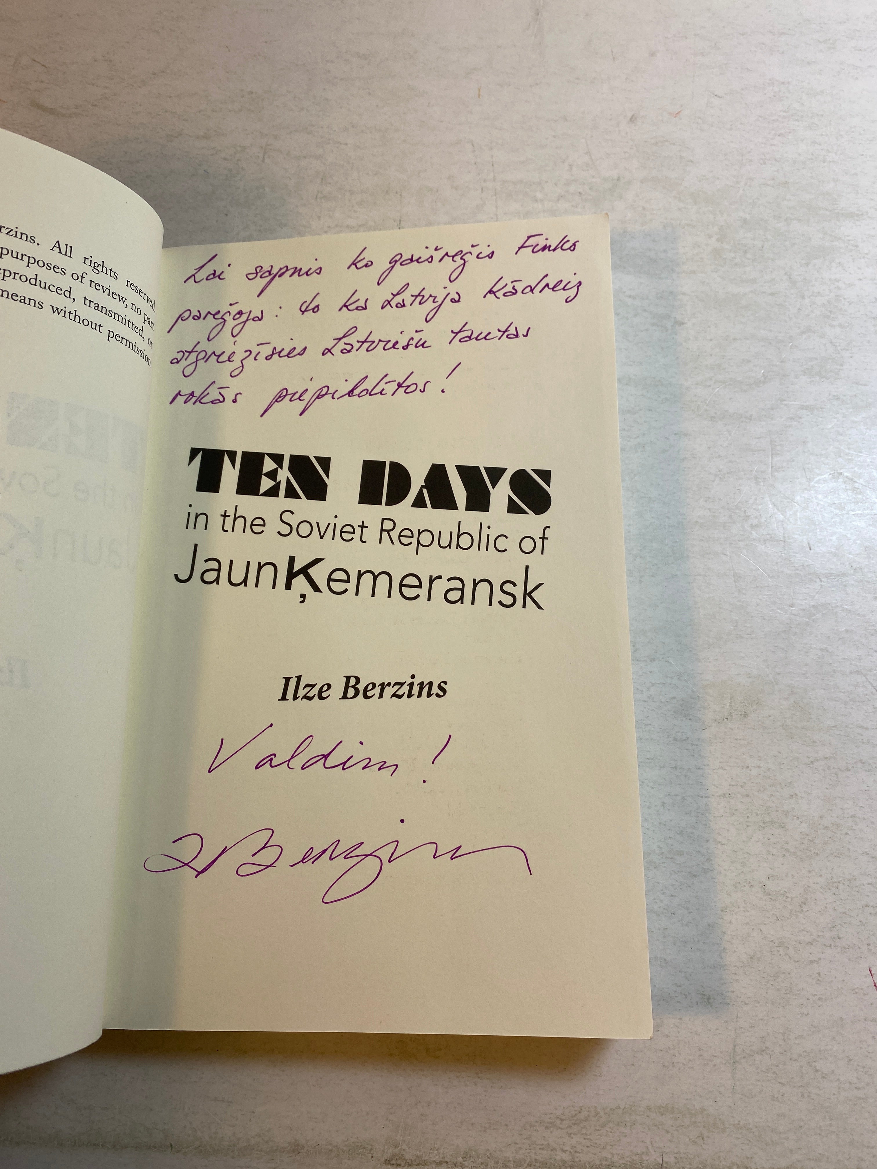 Ten Days in Soviet Republic Ilze Berzins *Signed* SC 2015