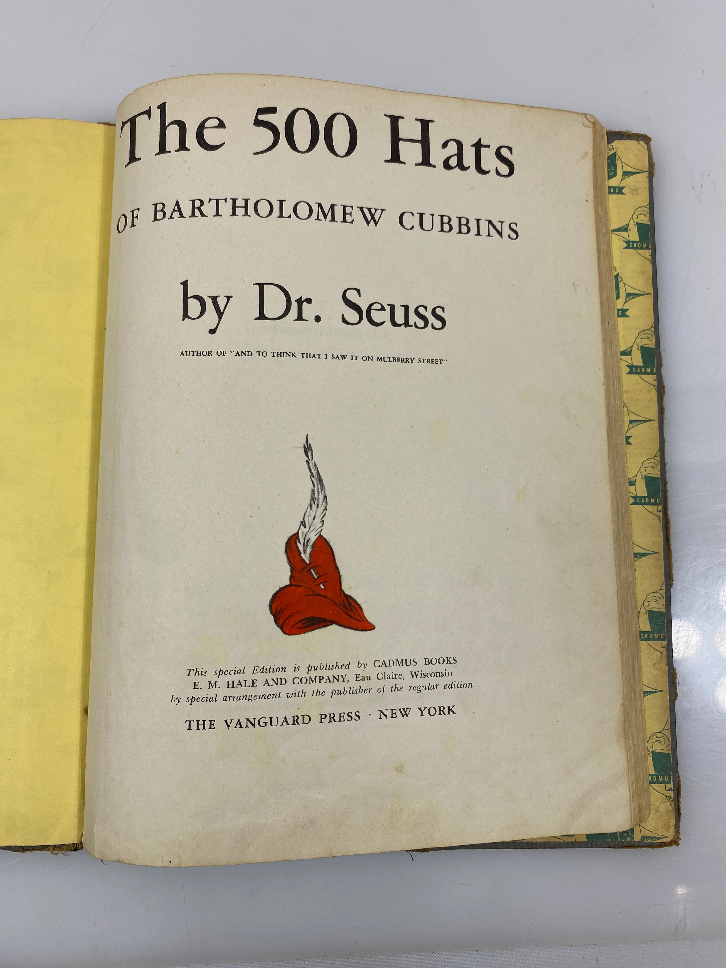 The 500 Hats of Batholomew Cubbins by Dr Seuss 1938 HC